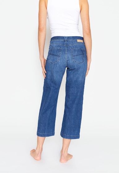Jeans Cropped Culotte mit Gürtel