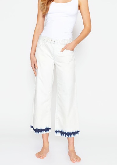 Jeans Cropped Culotte mit Batik-Print