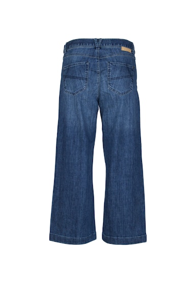 Jeans Cropped Culotte mit Gürtel