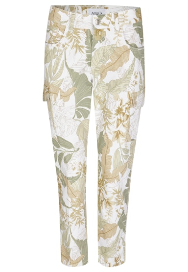 Pants Darleen Crop Cargo with palm pattern