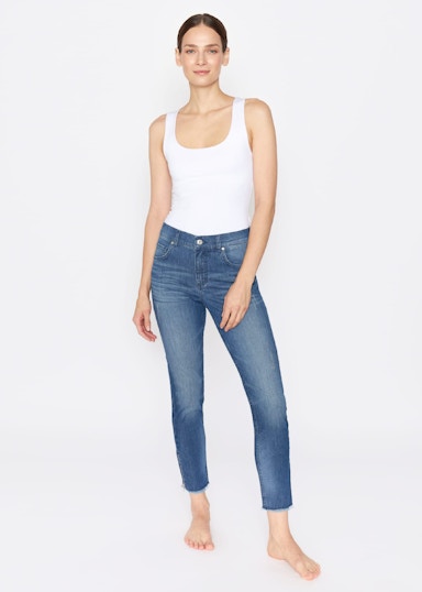 Slim-Jeans Skinny Ankle Zip Fringe