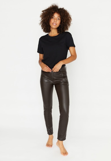 Faux leather pants Skinny Pocket Zip in solid design