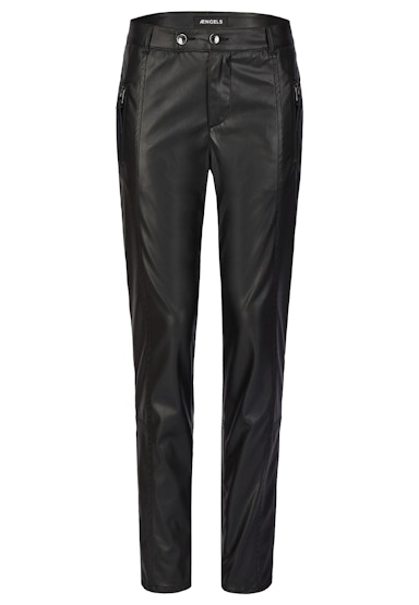 Faux leather pants Slim with decorative seams