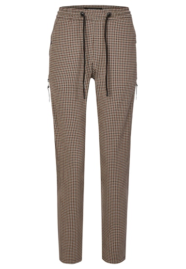 Fabric pants Louisa Crazy Zip with checked allover pattern