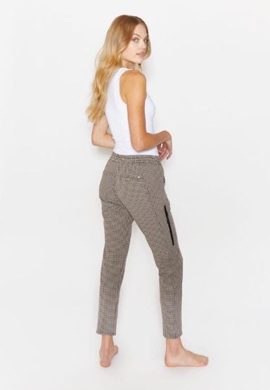 Fabric pants Louisa Crazy Zip with checked allover pattern