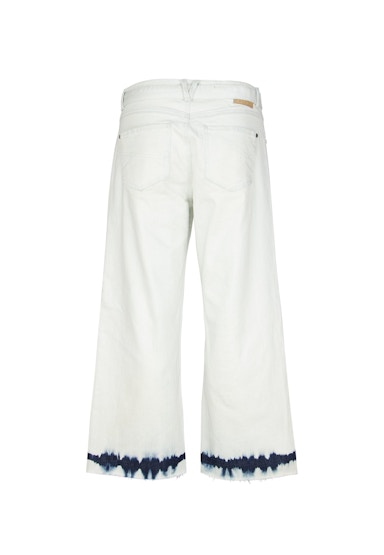 Cropped culotte jeans with batik print