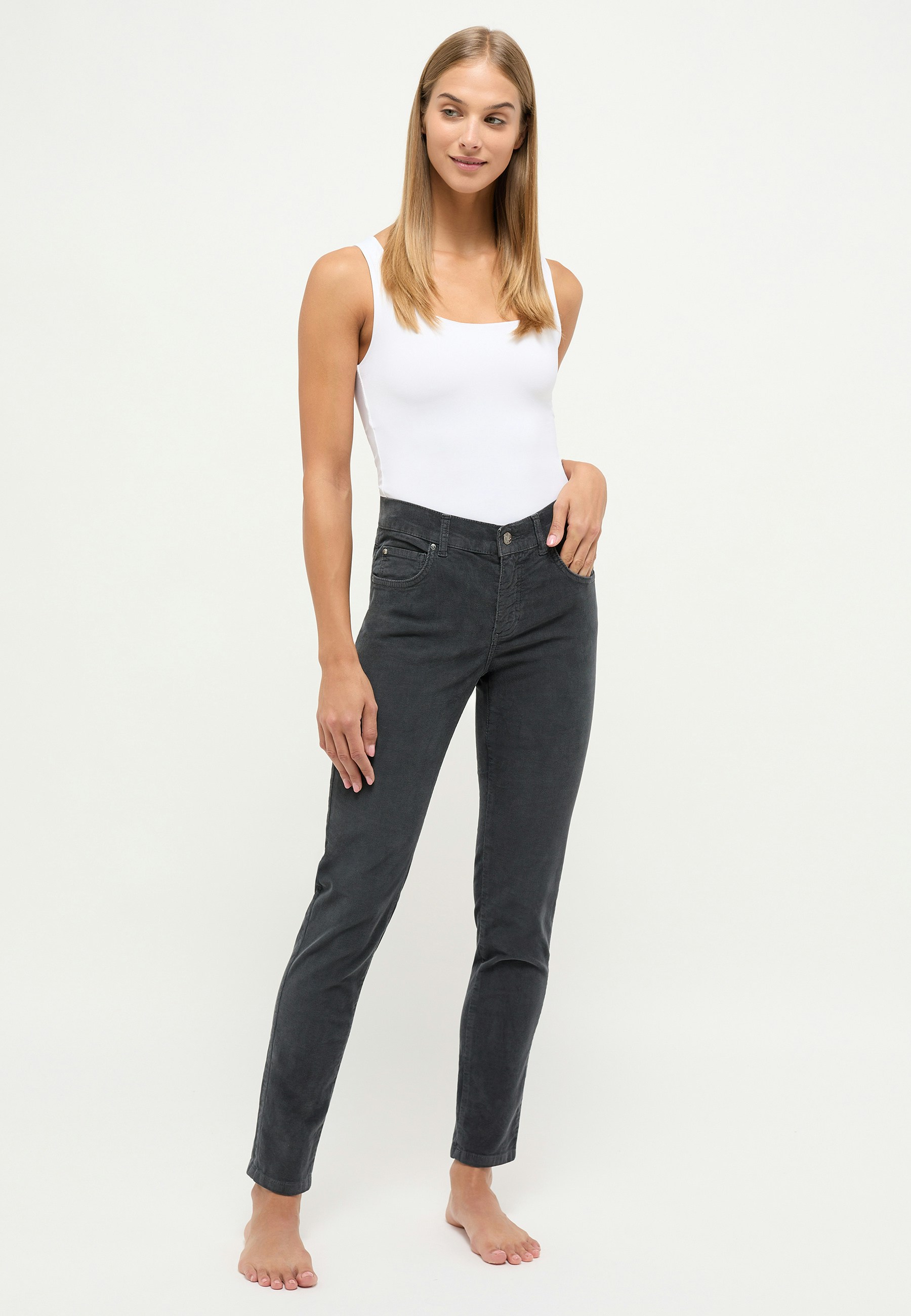 Grey fashion skinny cords womens