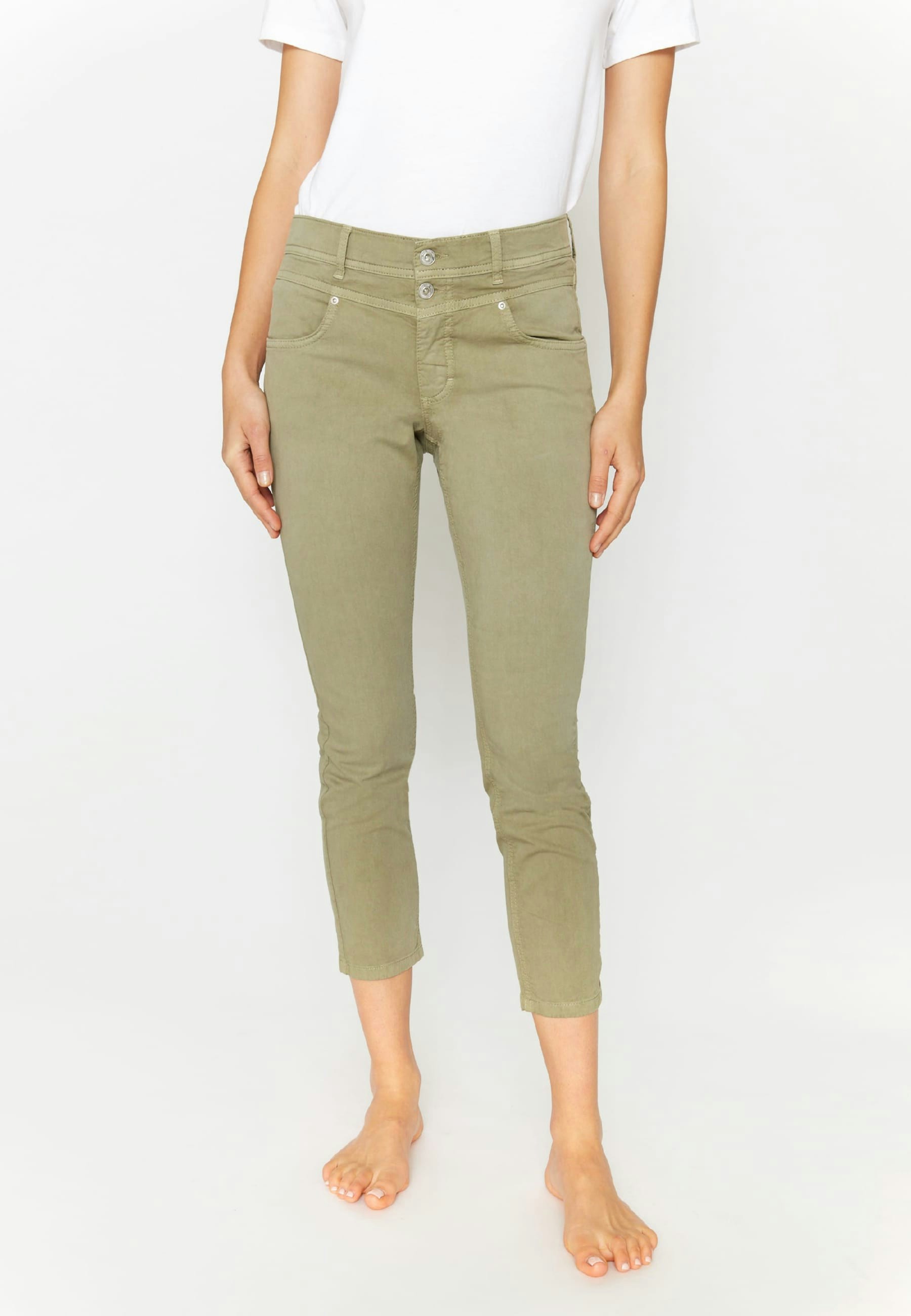 Jeans Ornella Button mit unifarbenem Stoff