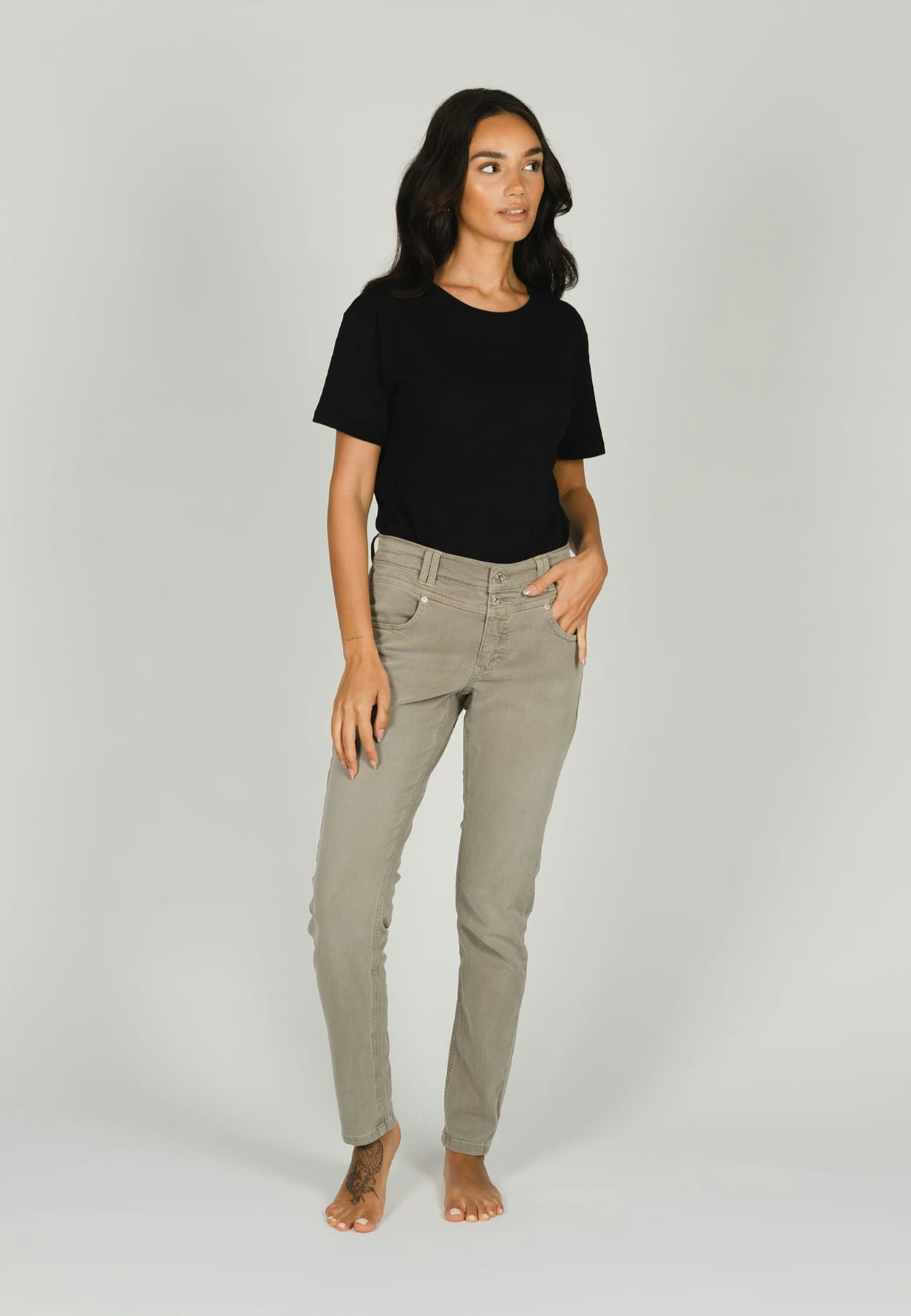 Jeans Skinny Button with colored denim