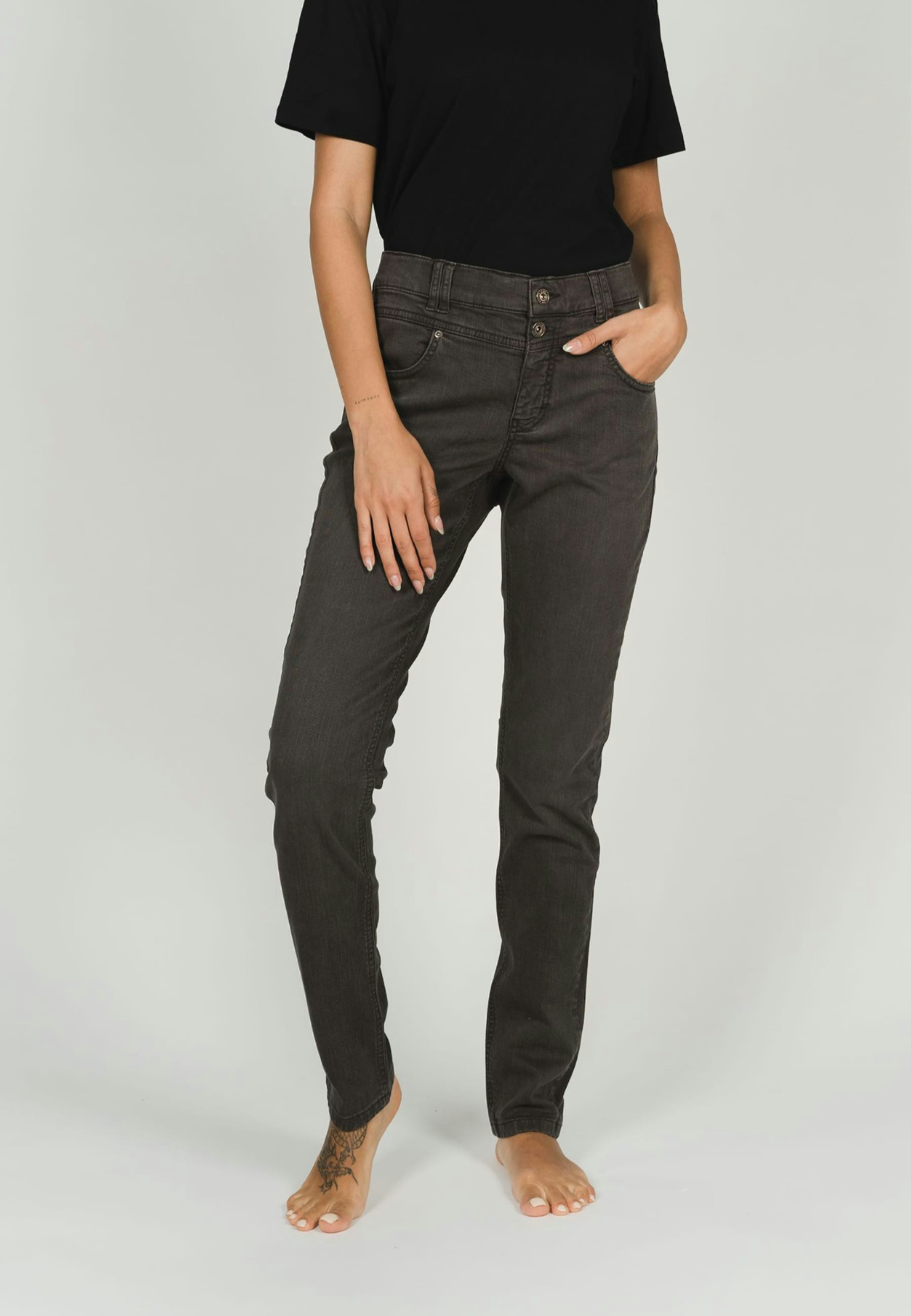 Jeans Skinny Button mit Coloured Denim