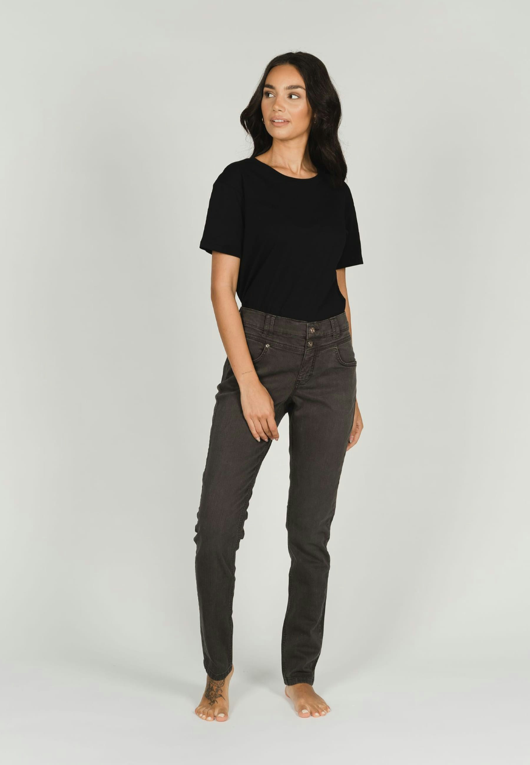 Jeans Skinny Button mit Coloured Denim