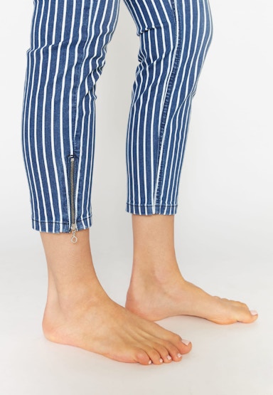 Jeans Skinny Ankle Zip mit Streifen