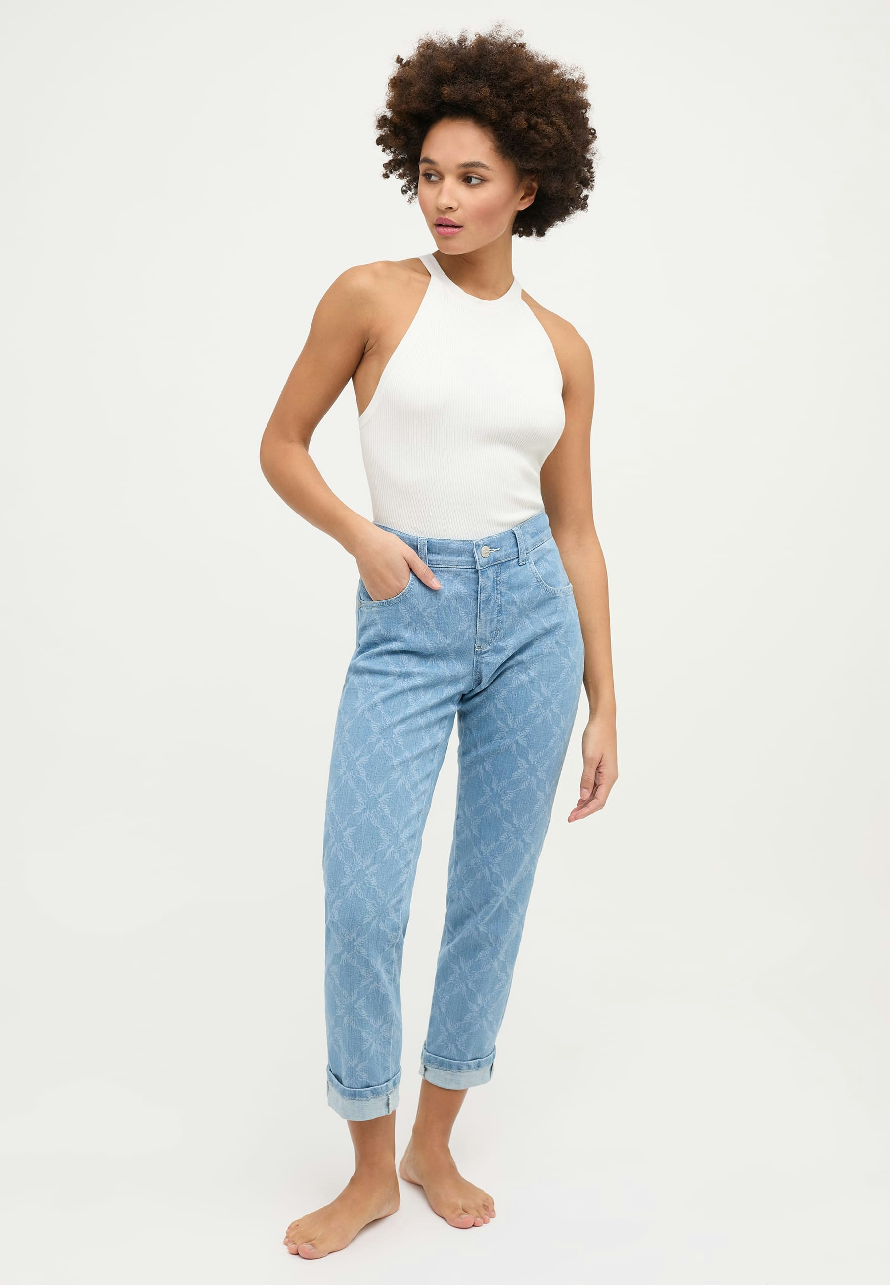 Jeans Darleen Crop TU mit Laser Print