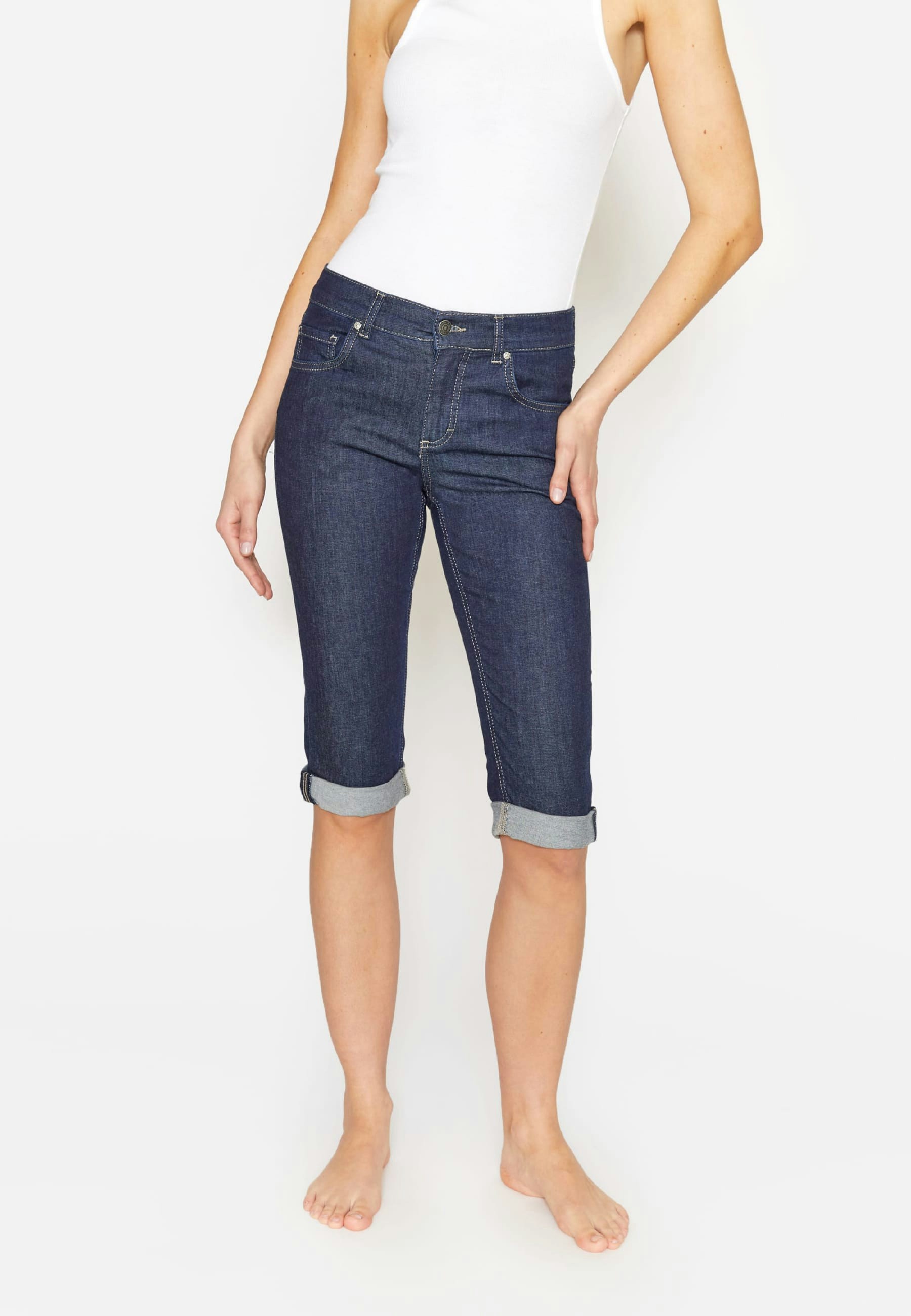 Jeans Capri TU with distressed look