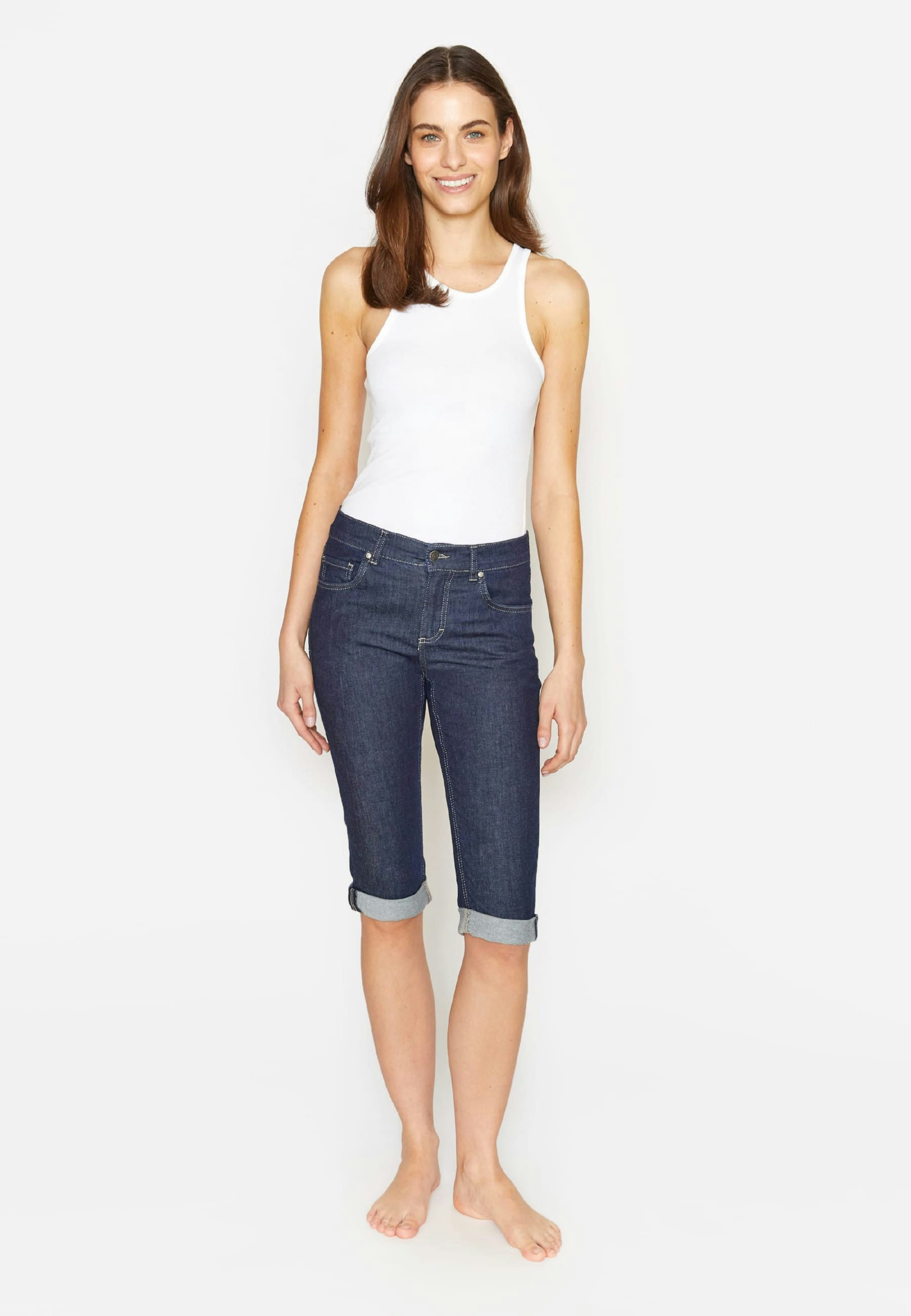 Jeans Capri TU with distressed look