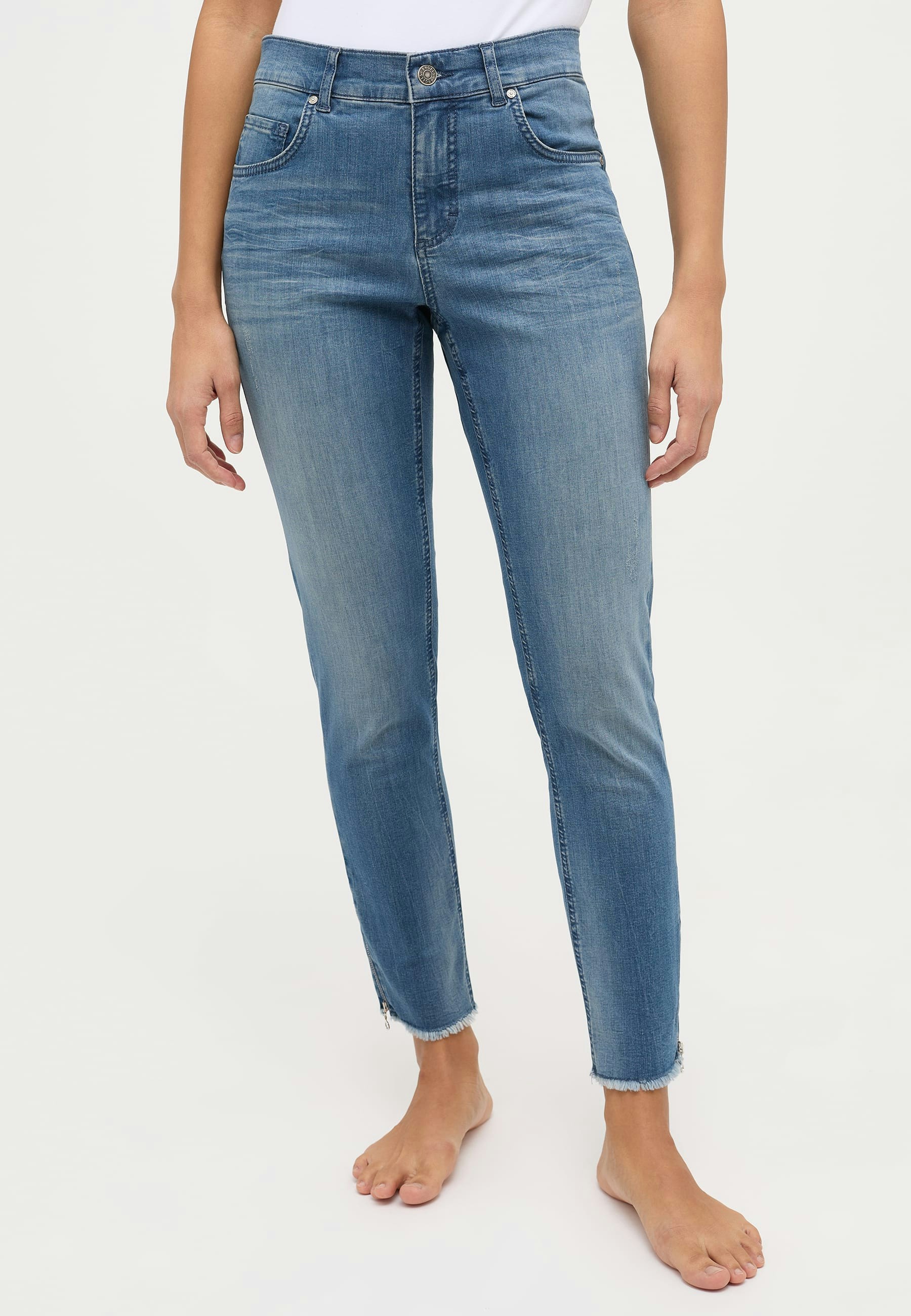 Jeans Skinny Ankle Zip Fringe