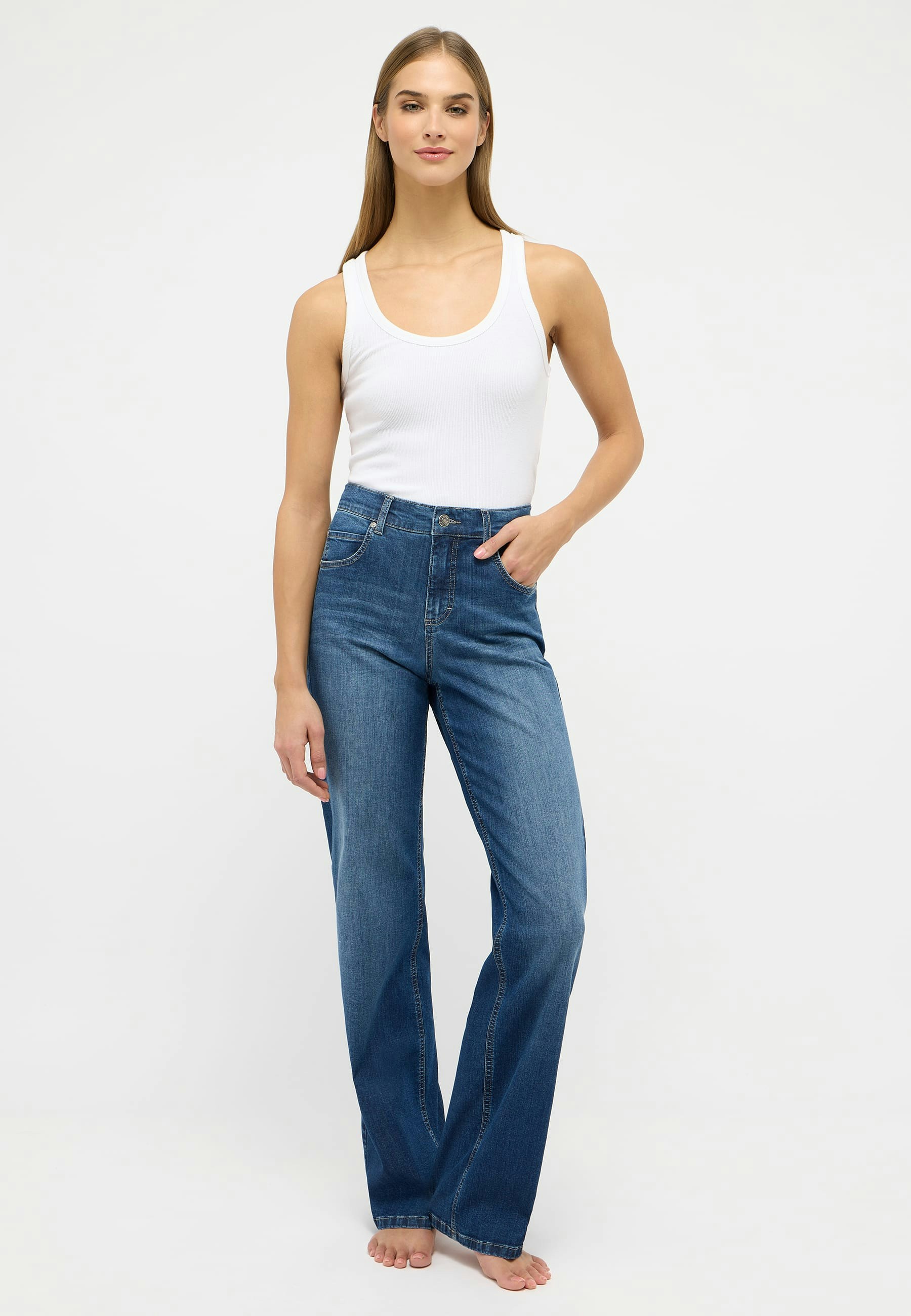 【Anyone more】Lara Denim Wash Wide Pants Jeans Lara with wide leg | Angels Online-Shop