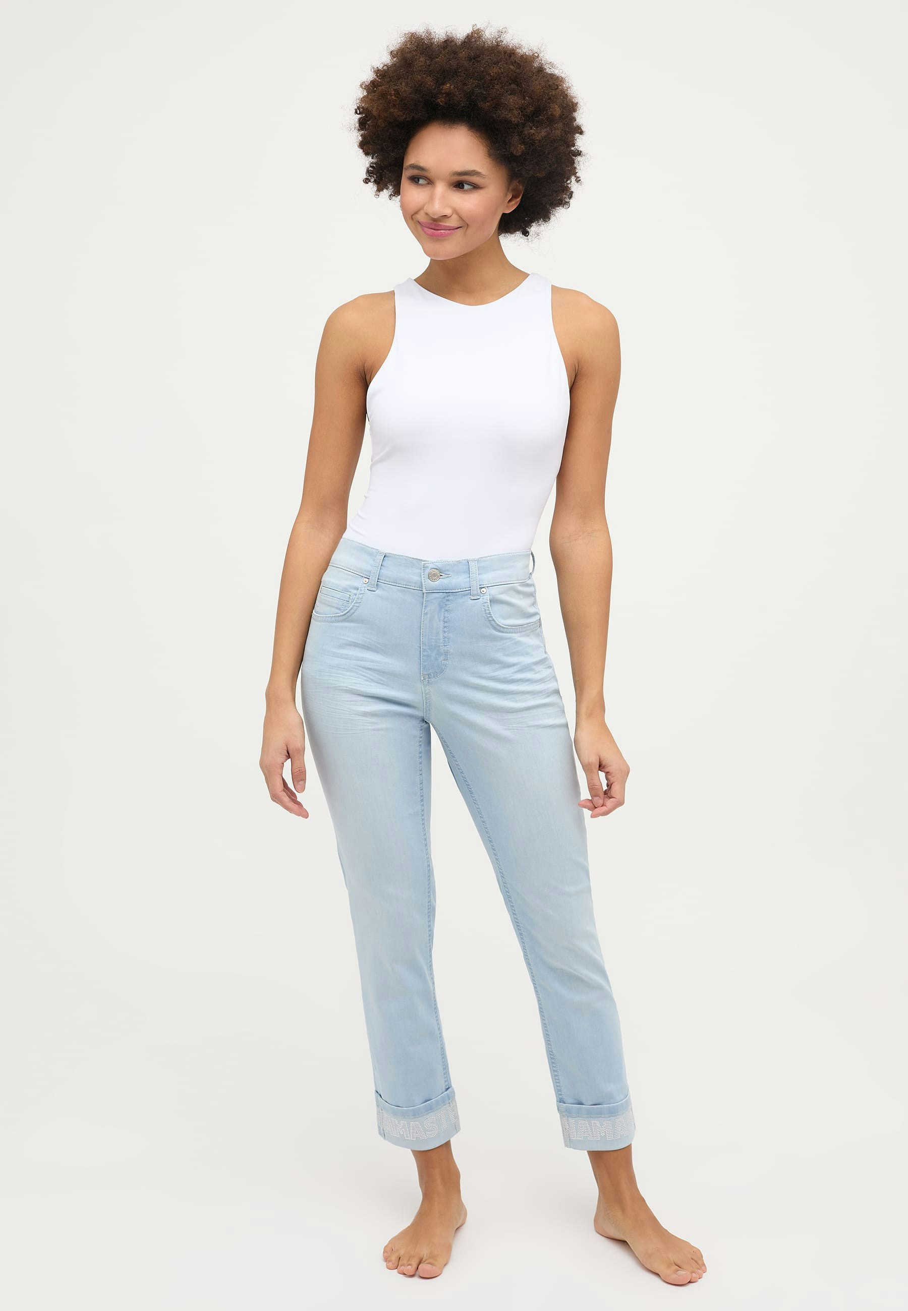 Jeans Cici Crop Word with rhinestones