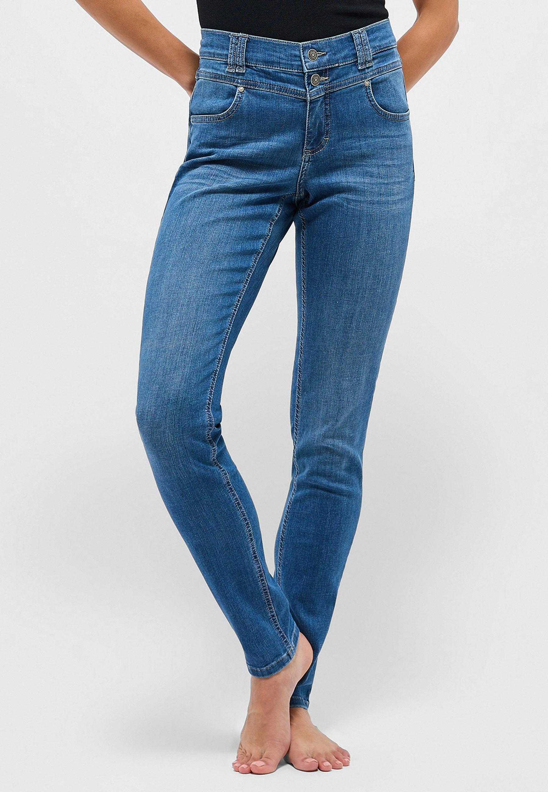 Jeans Skinny Button mit authentischem Denim