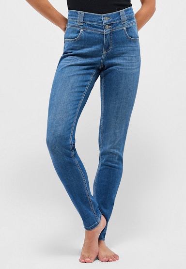 Jeans Skinny Button mit authentischem Denim