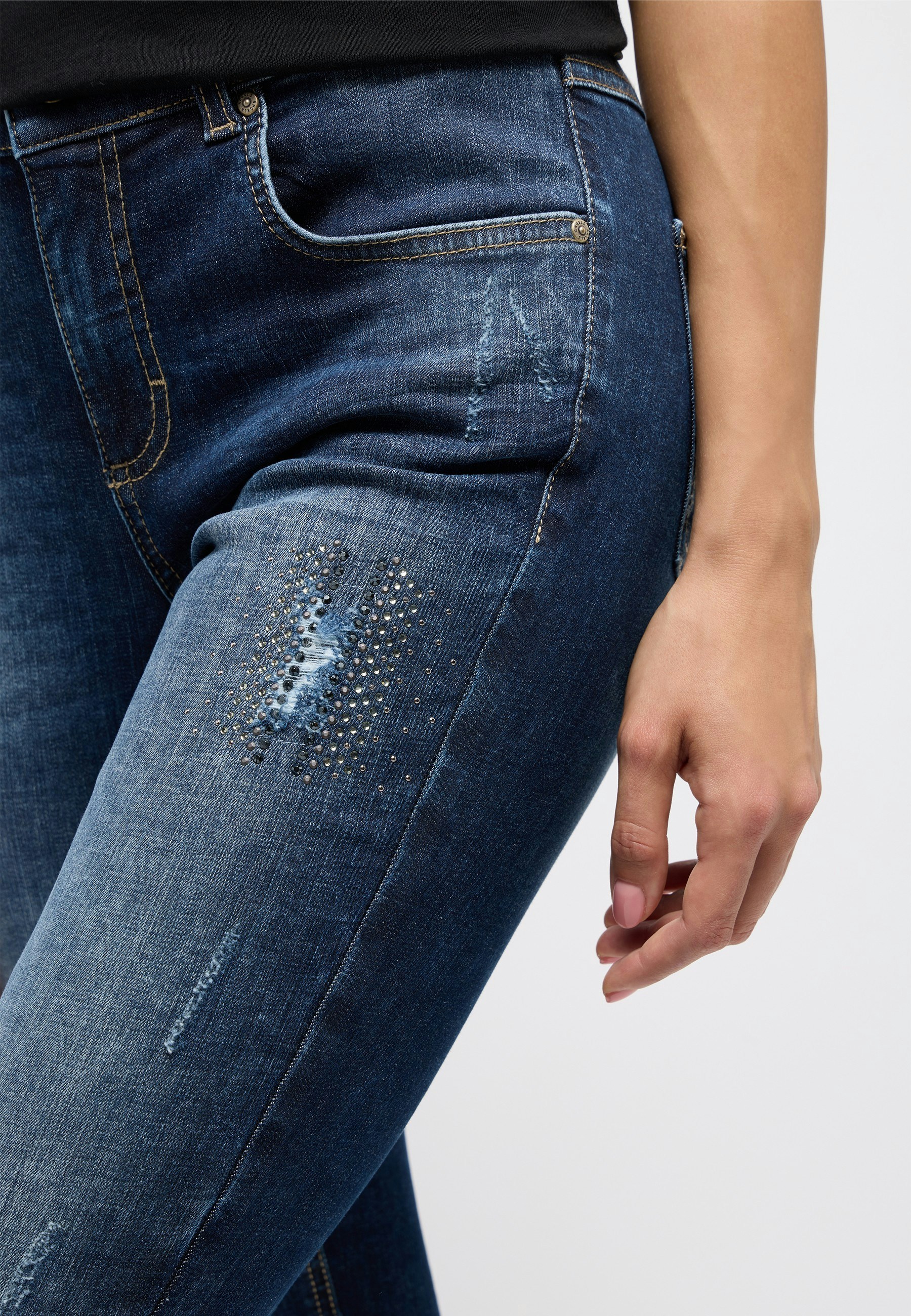Jeans Skinny Destroy Glam mit Ziersteinen