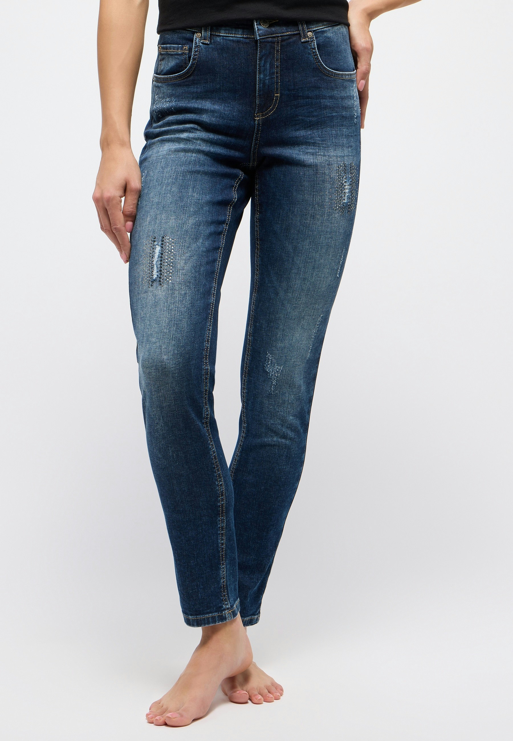 Jeans Skinny Destroy Glam mit Ziersteinen