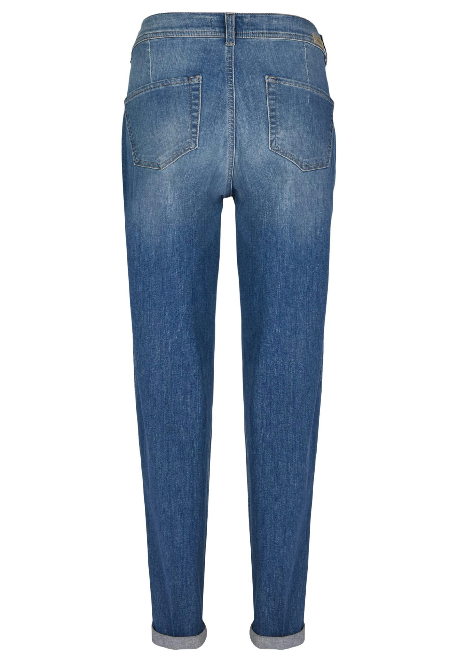 Mom-Jeans Alma Crop mit Logo-Applikation