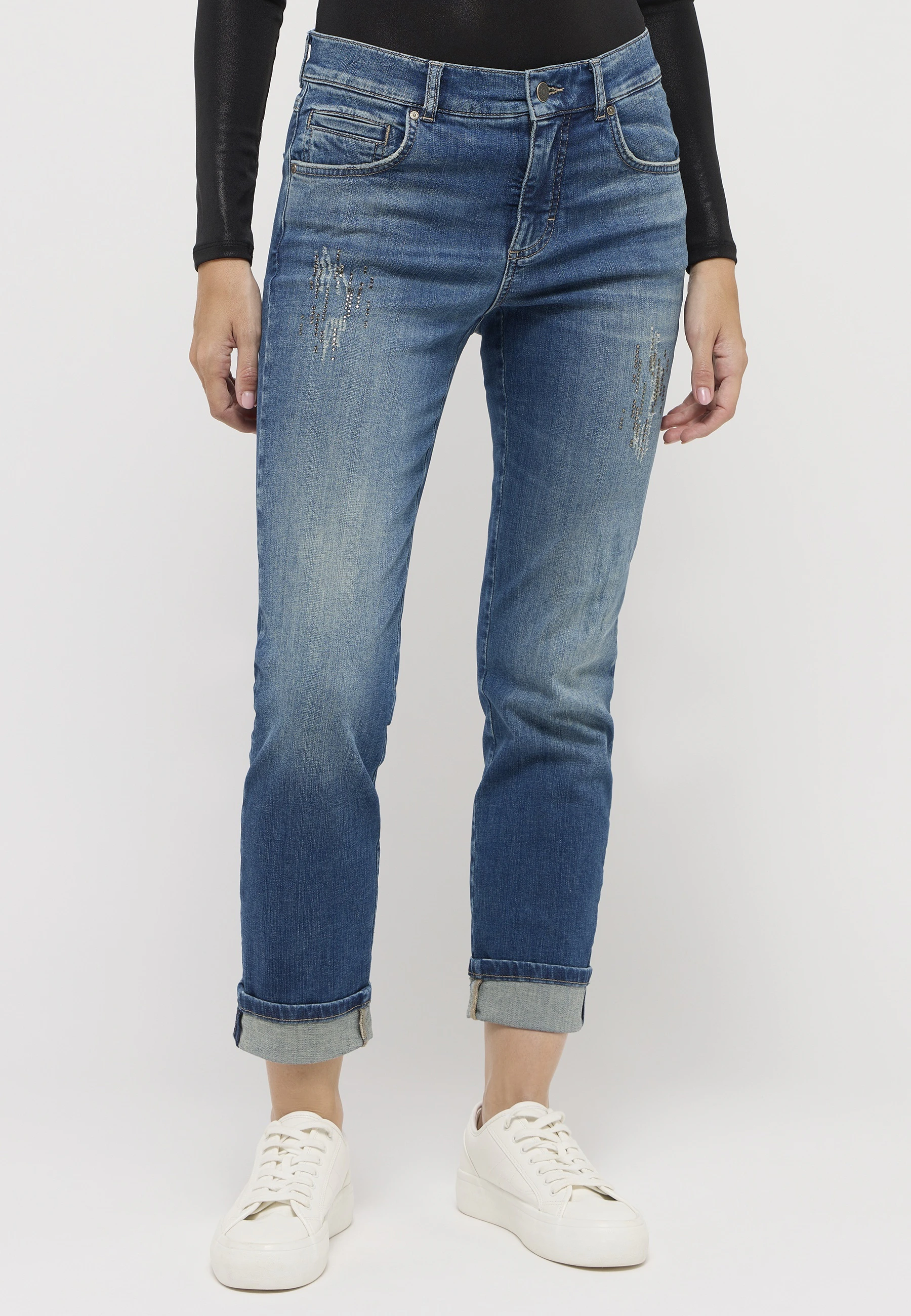 Jeans Cici Crop mit Glitzersteinen