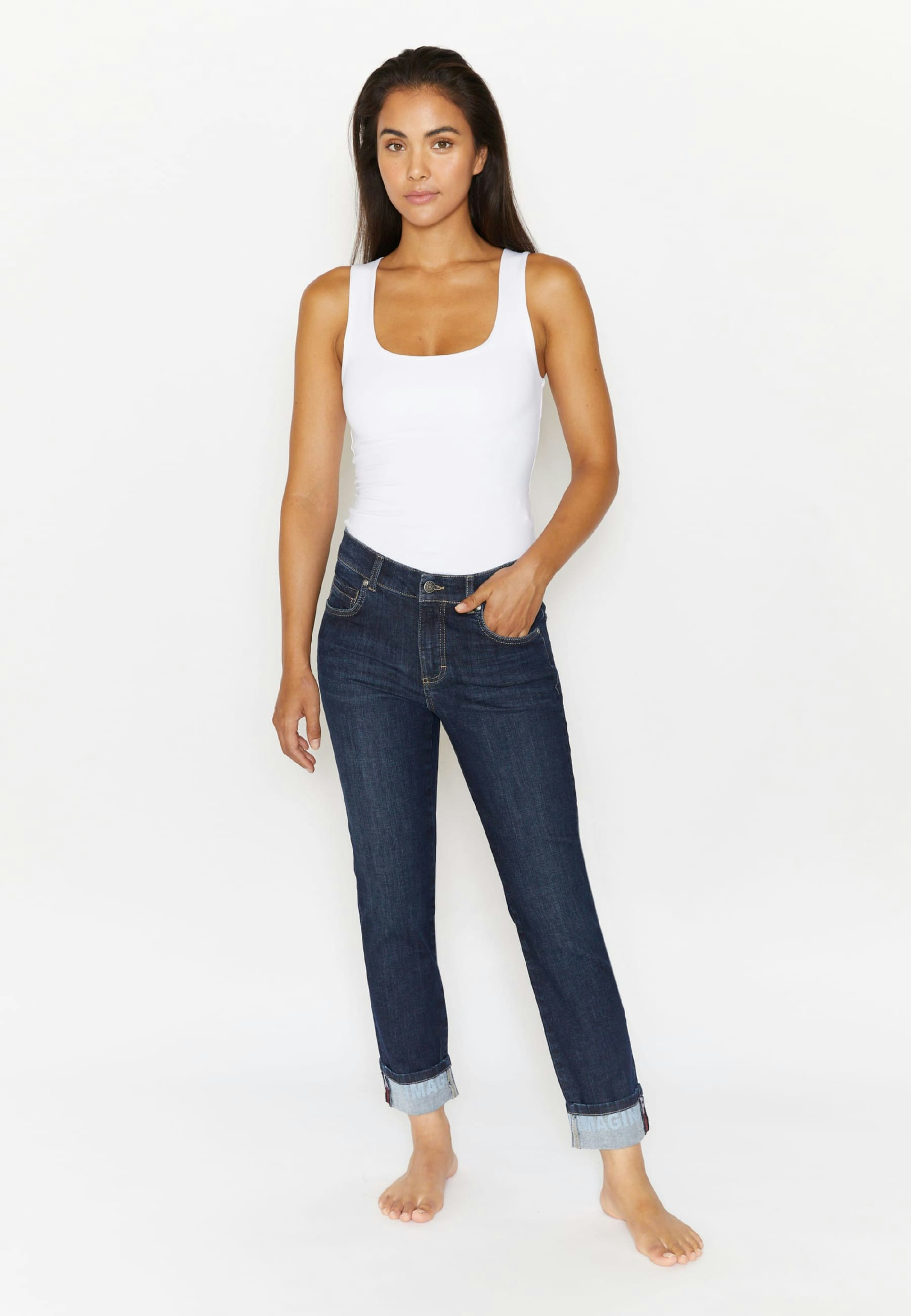 Jeans Cici Crop Peace mit Statement