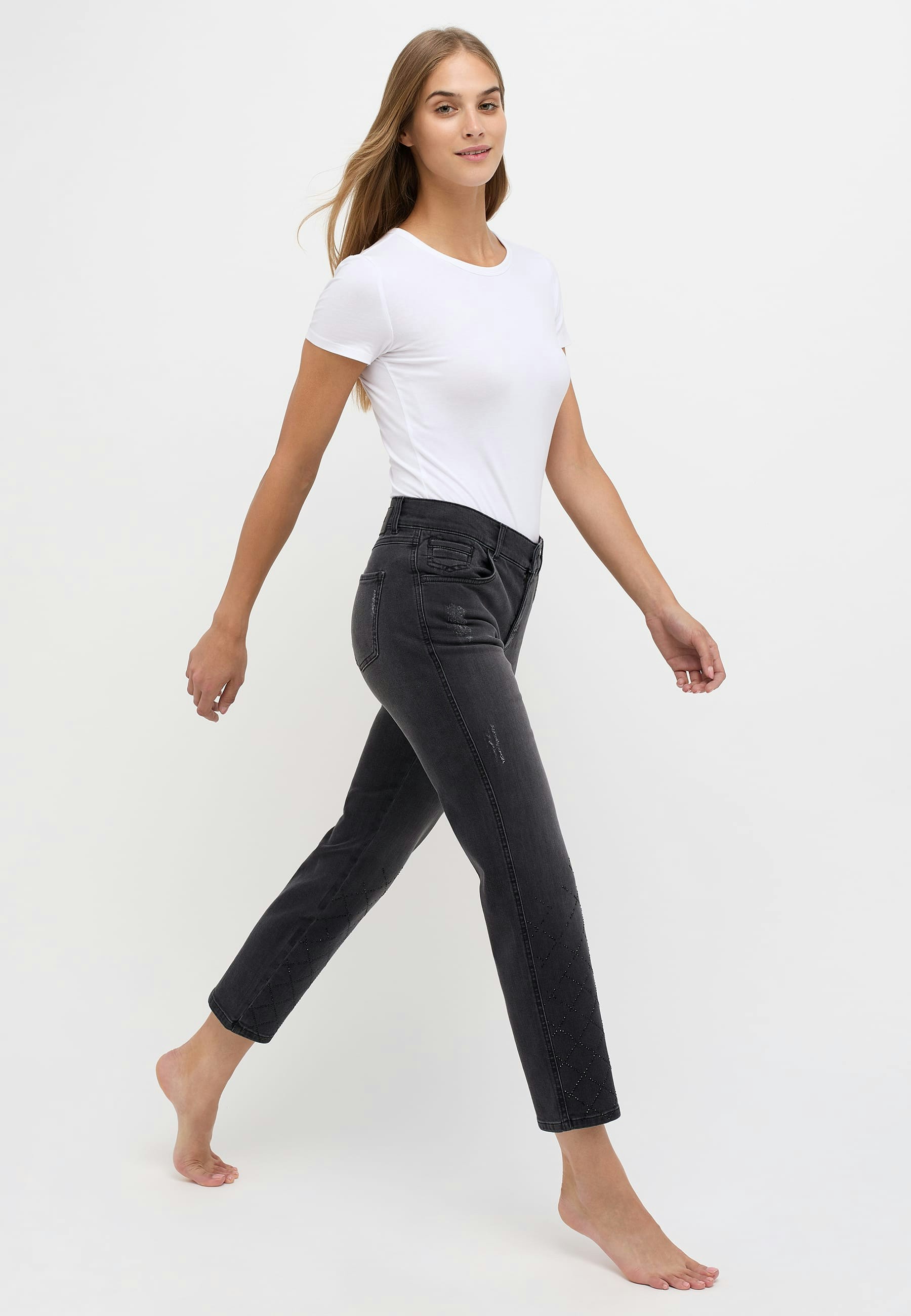 Jeans Darleen Crop Diamond mit Strass