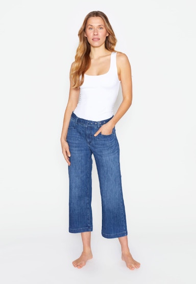 Jeans Cropped Culotte mit GÃ¼rtel