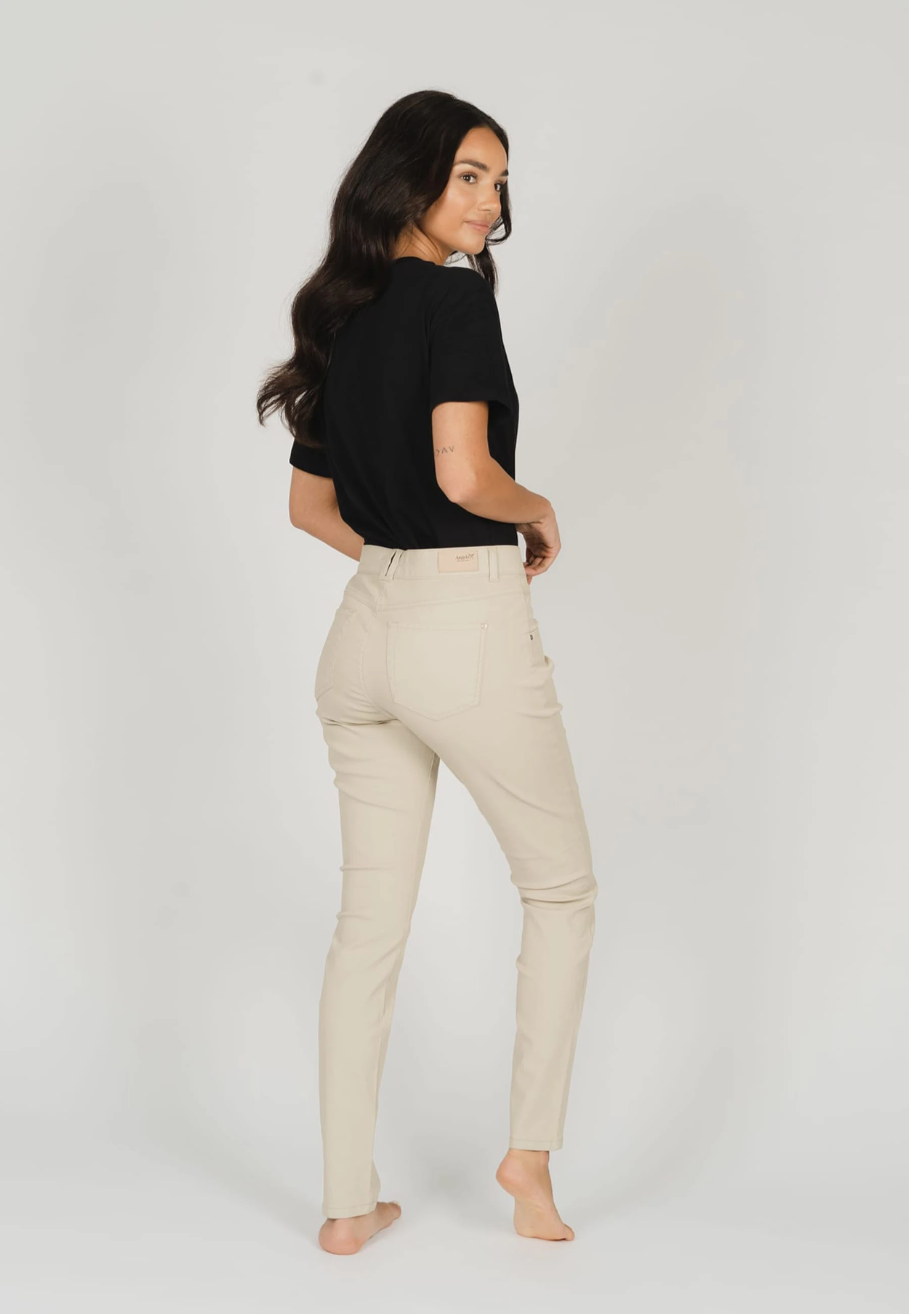 Hose Skinny Button mit Lederoptik