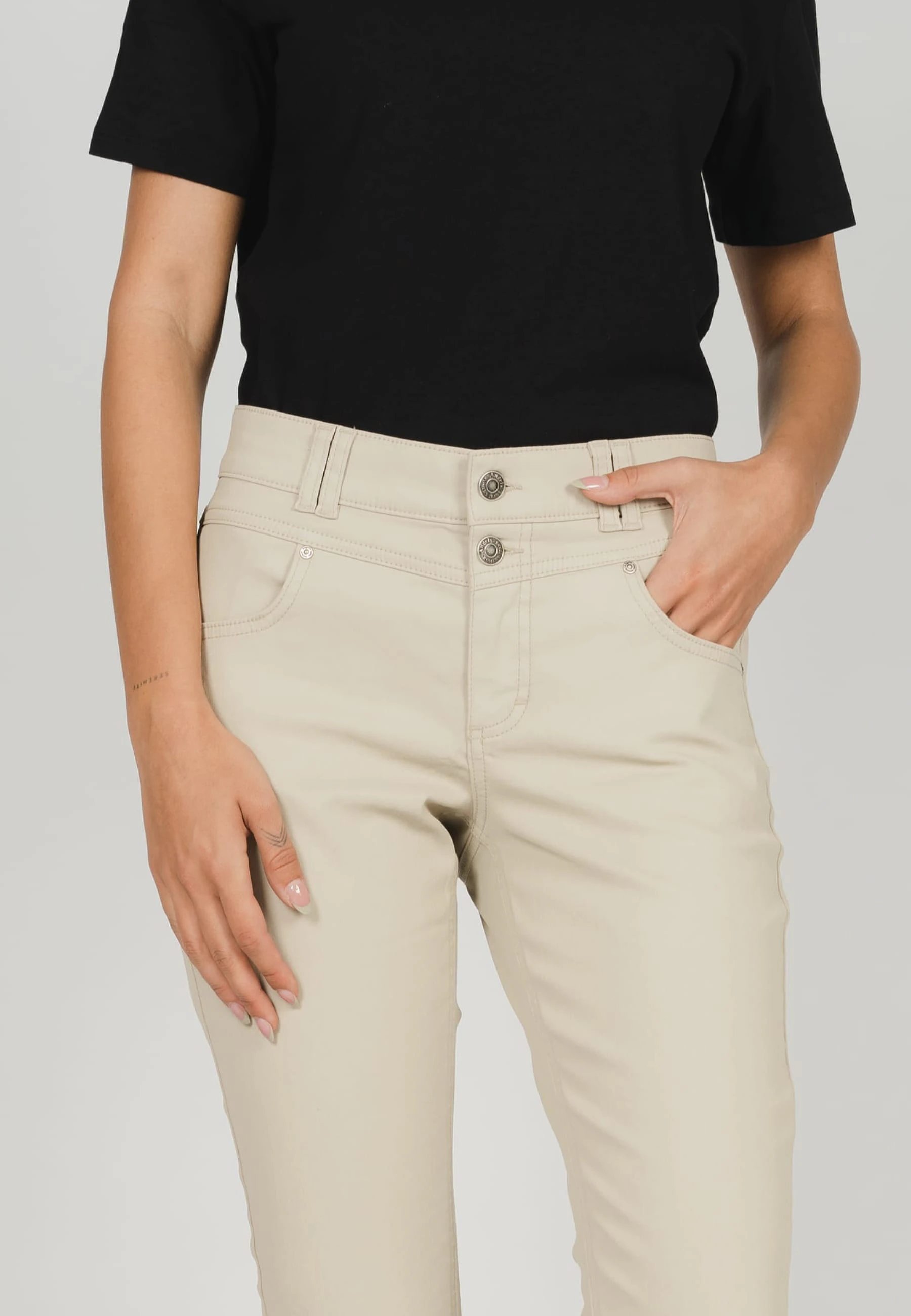 Hose Skinny Button mit Lederoptik