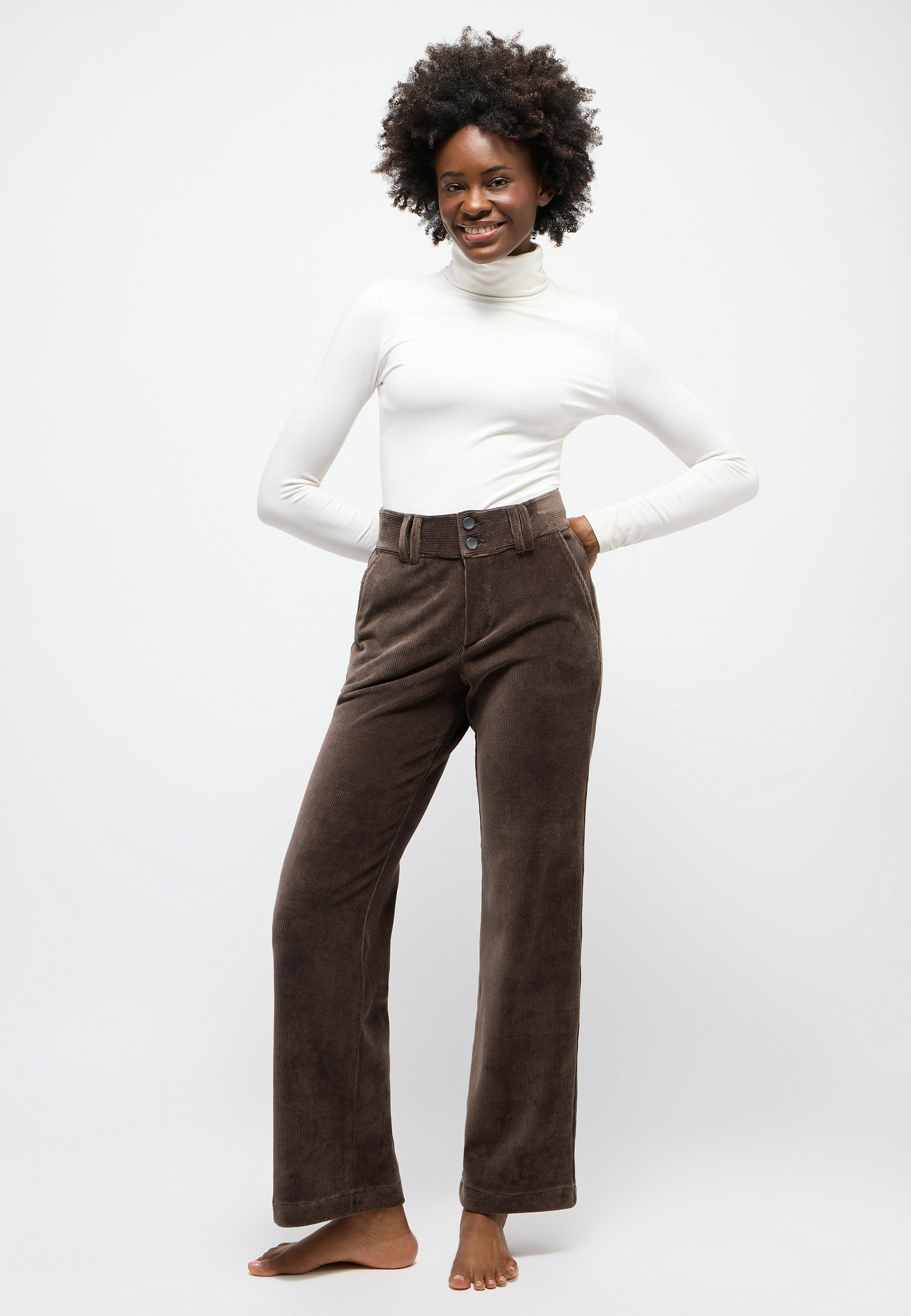 Corduroy Button Wide Leg Pants