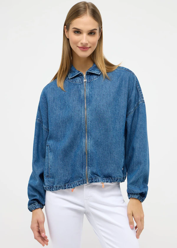 Denim-Blouson mit Neon-Detail