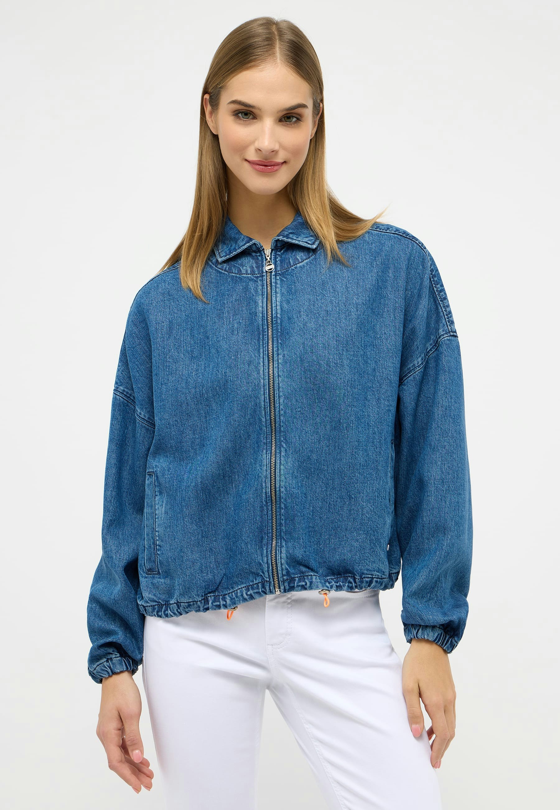 Denim blouson with neon detail