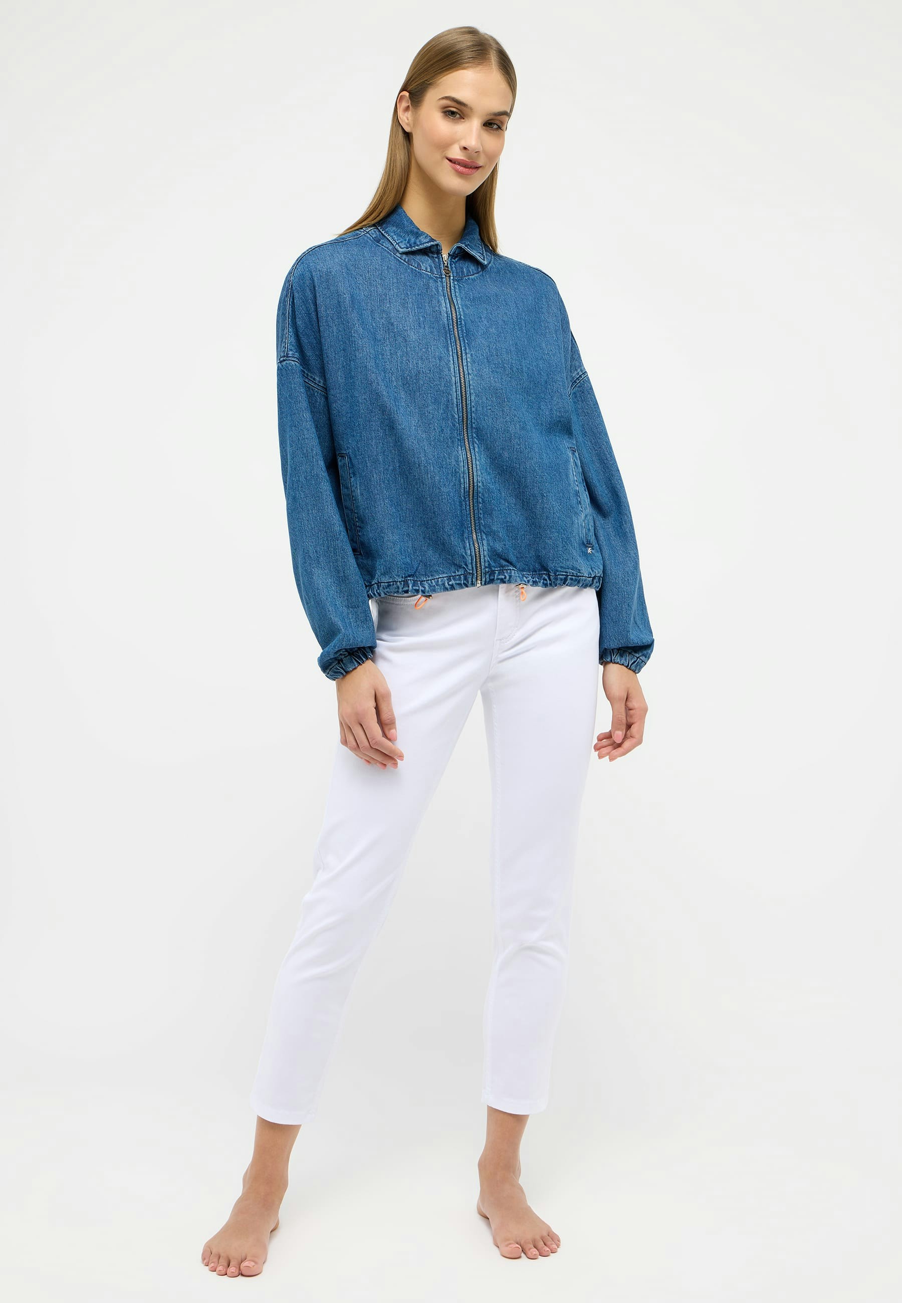 Denim blouson with neon detail