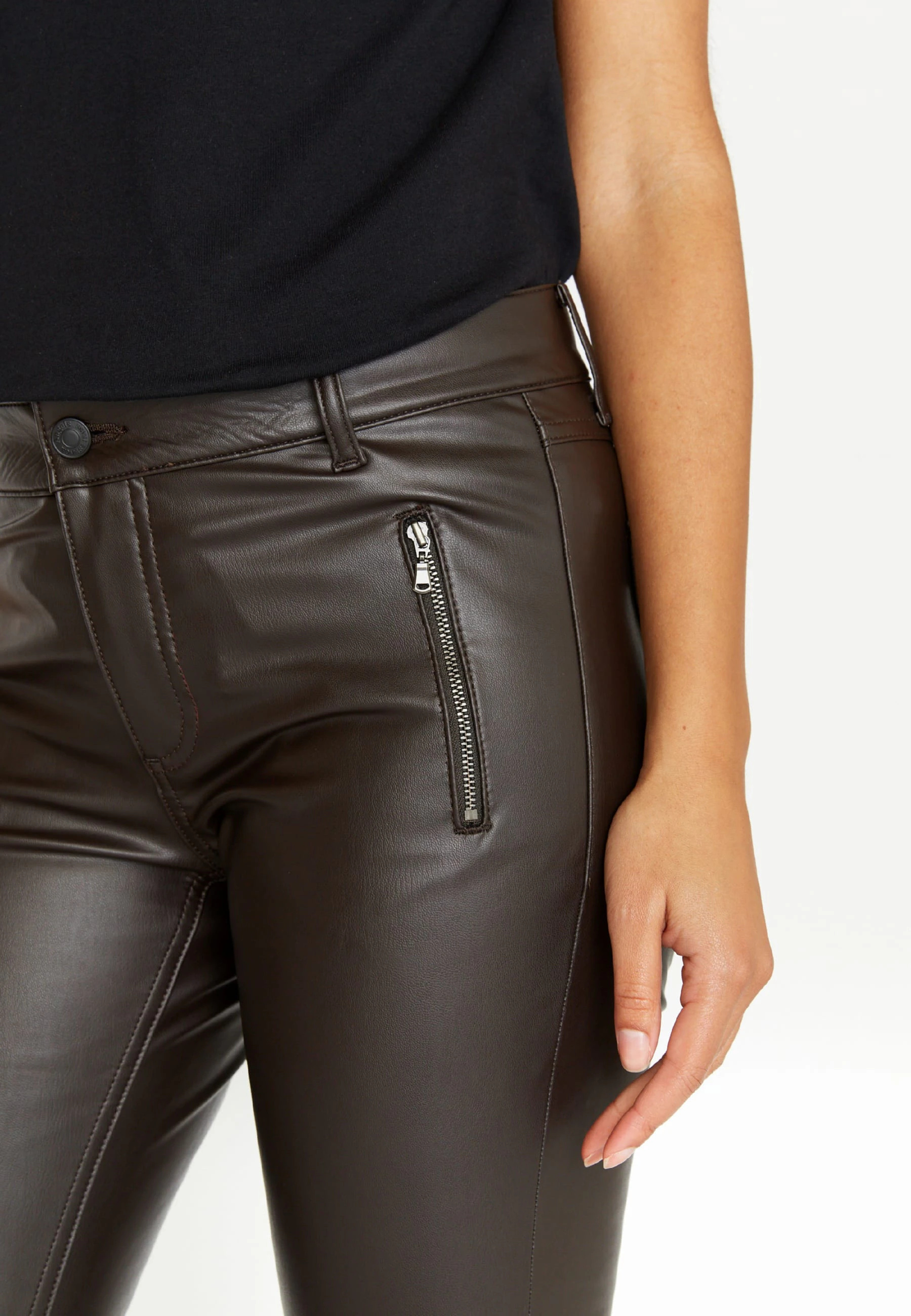 Lederimitathose Skinny Pocket Zip in Uni-Design