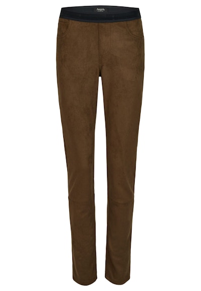 Faux leather skinny pants Shape Seam with decorative stitching