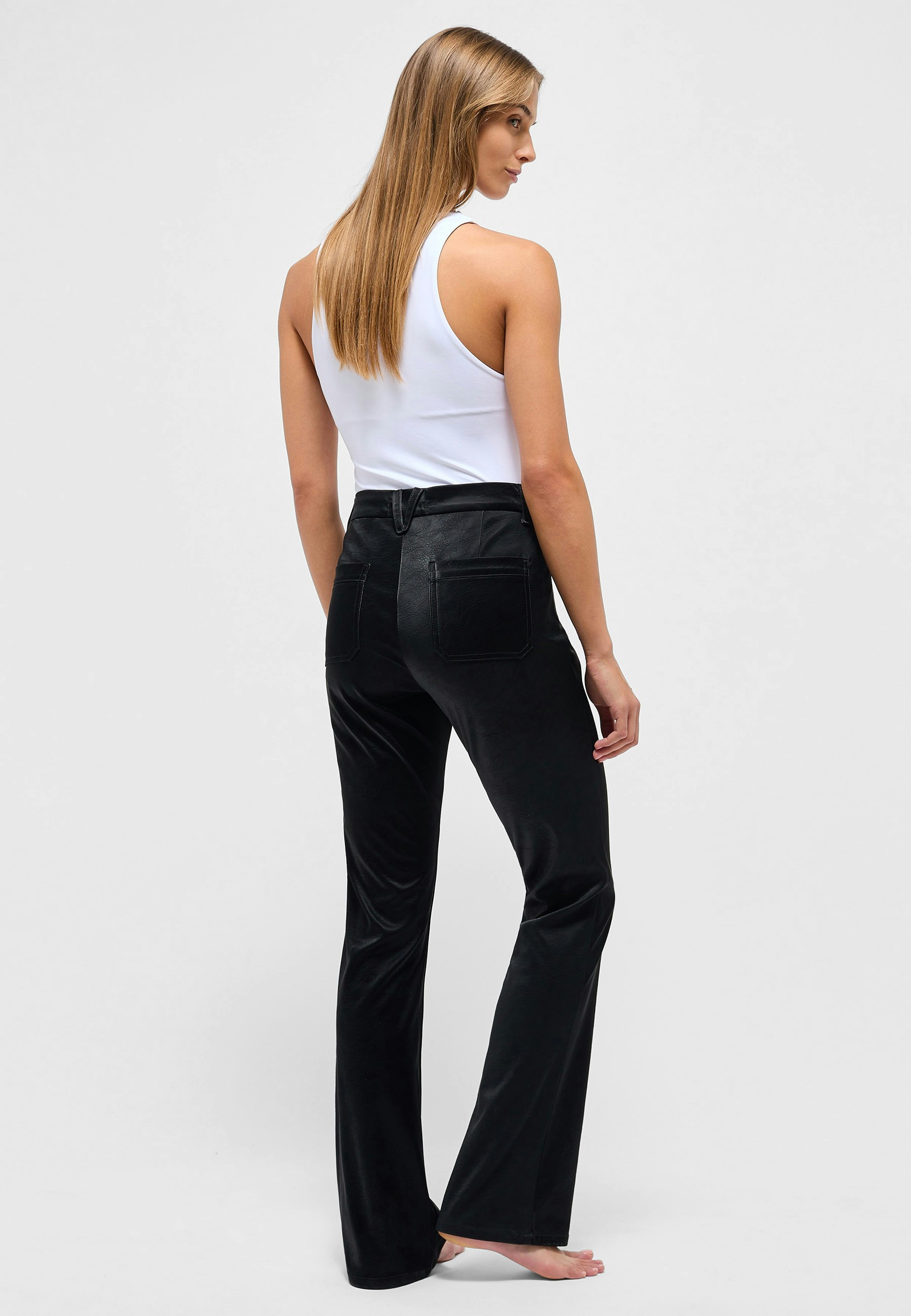 Hose Bootcut mit Glam Fake Leather