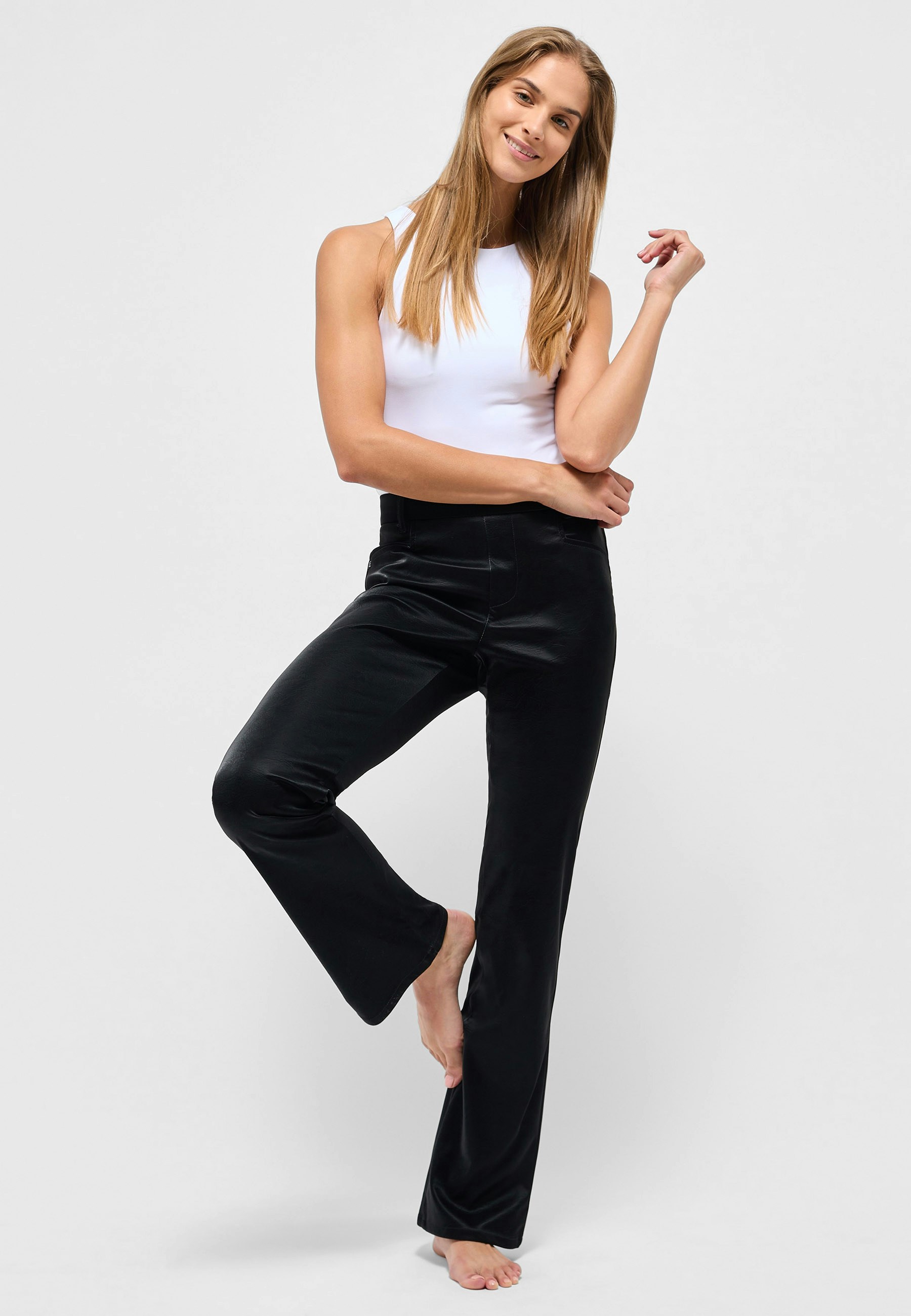 Hose Bootcut mit Glam Fake Leather