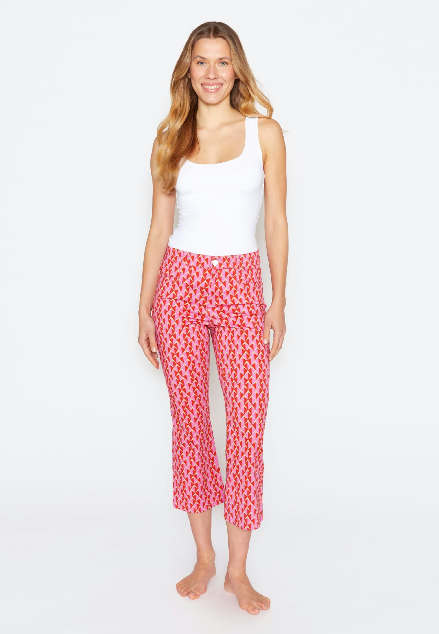 Pants cropped bootcut with print