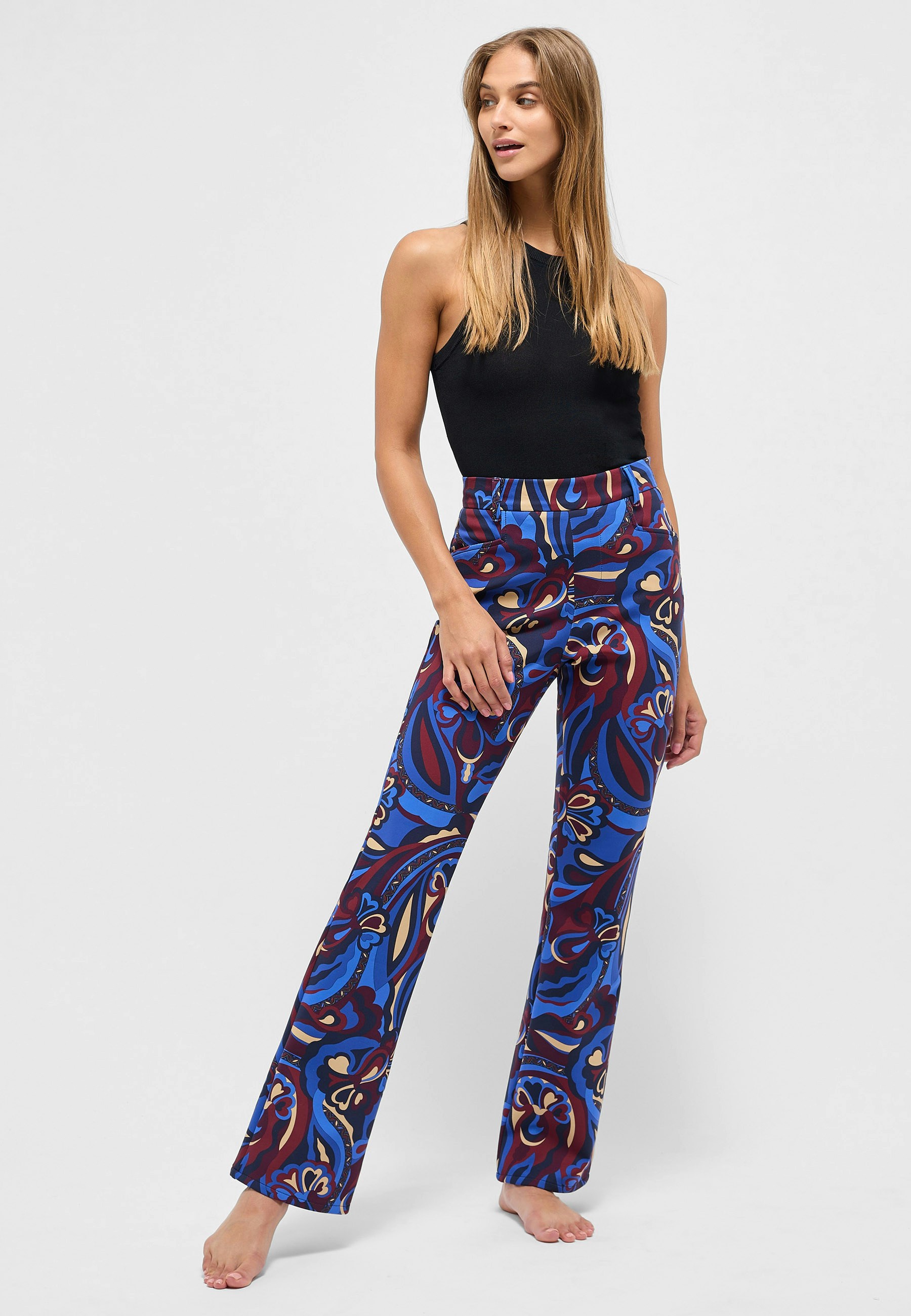 Hose Bootcut mit Modern Flower Print