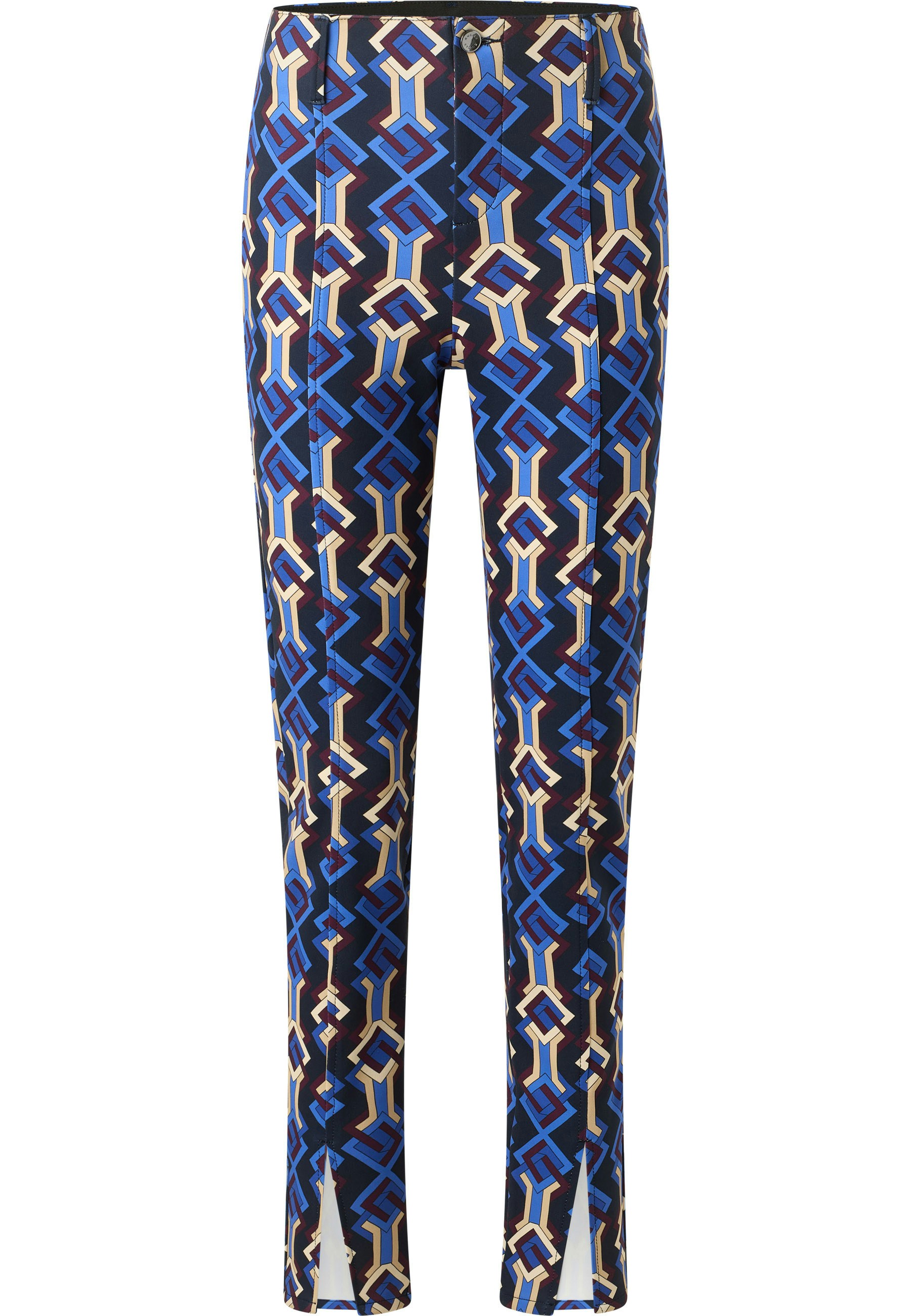 Slit slim trousers with graphic print