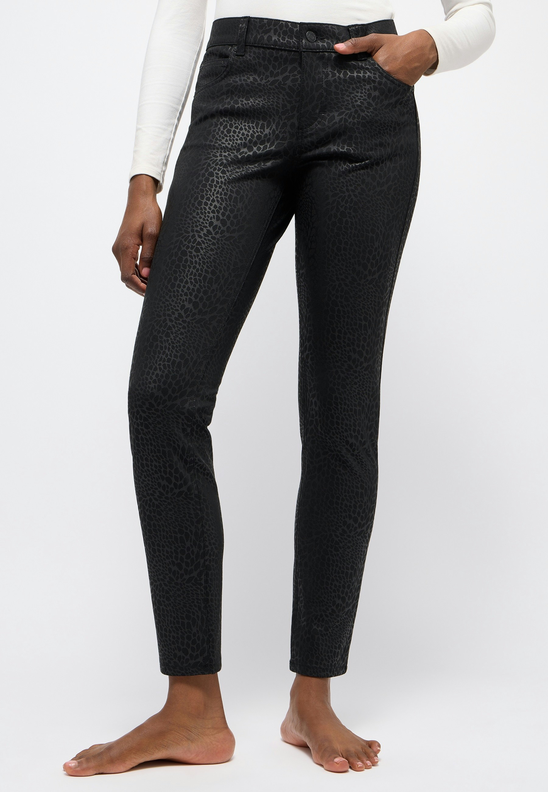 Hose Skinny mit Coating Muster