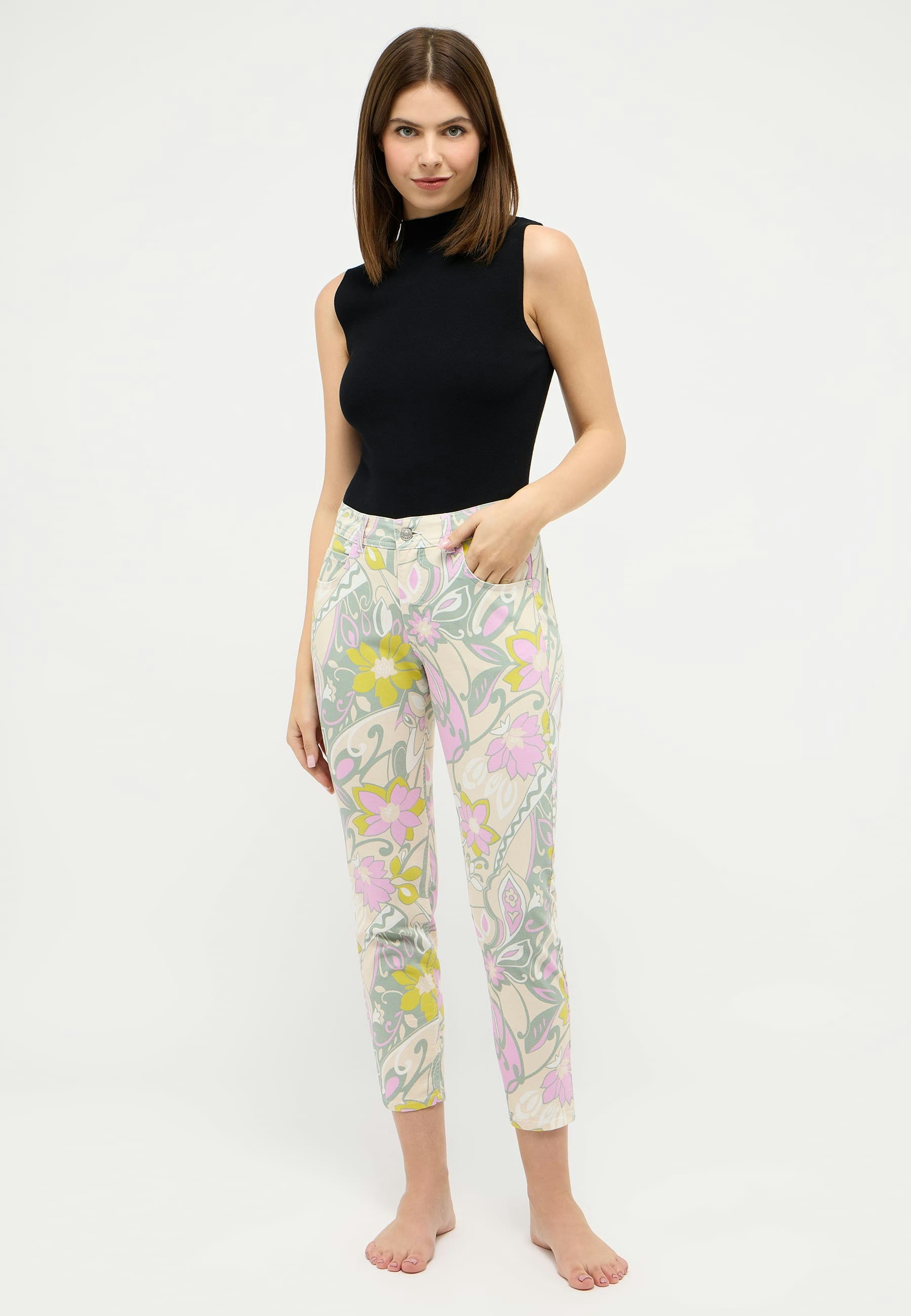 Hose Ornella mit Blumen-Print