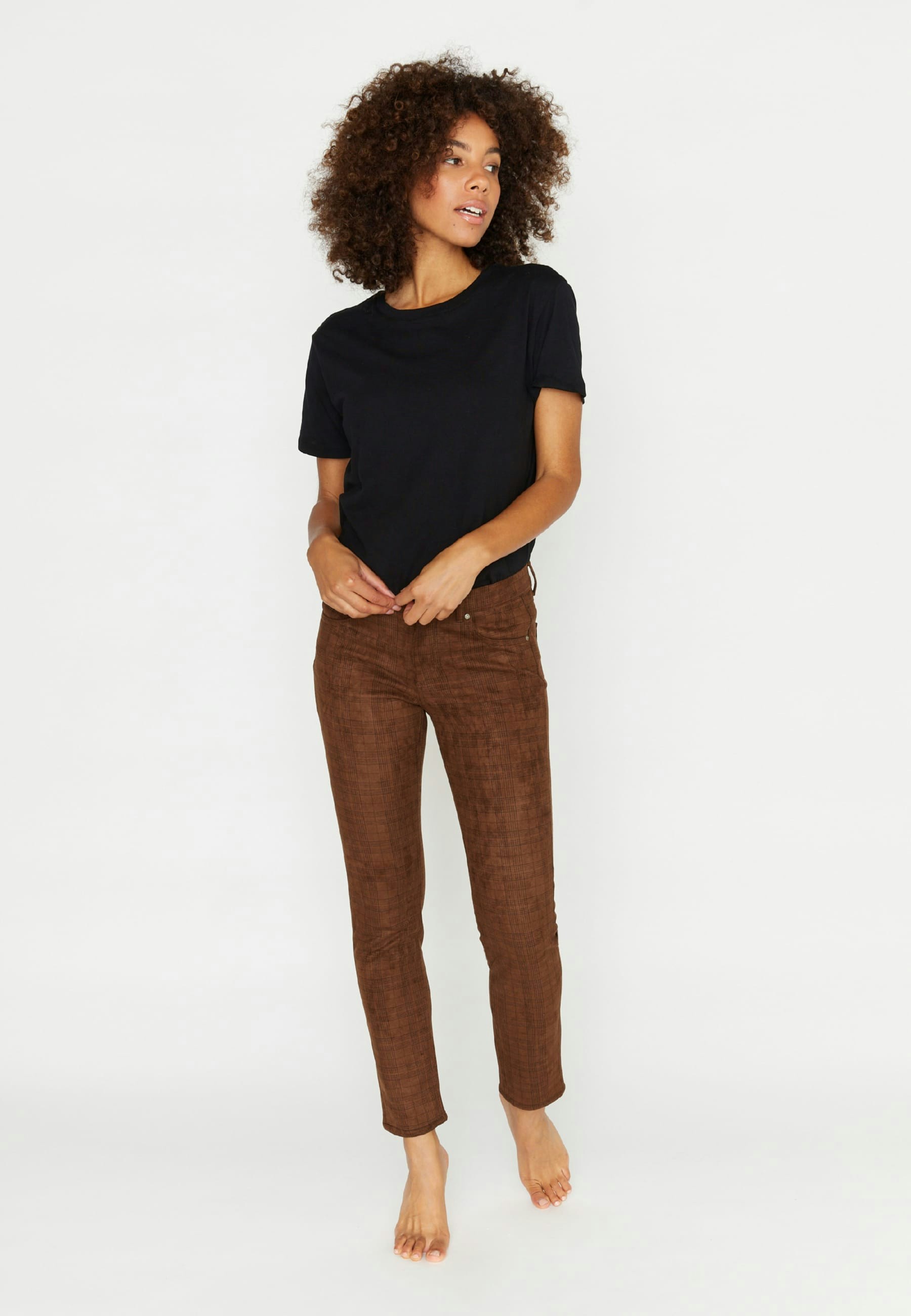 Skinny-fit-Jeans Skinny mit kariertem Allover-Muster