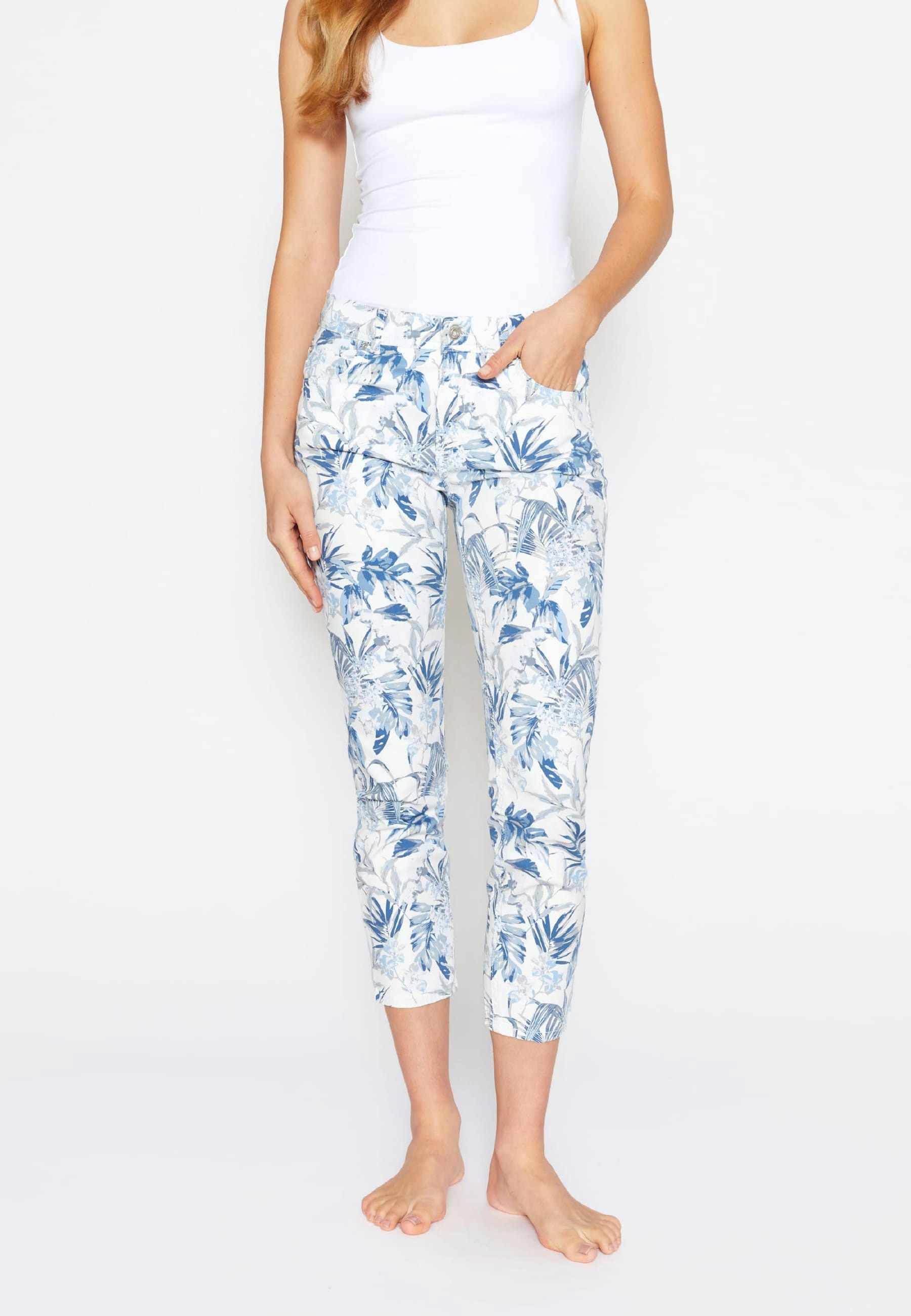 Jeans Ornella mit Palmen-Print