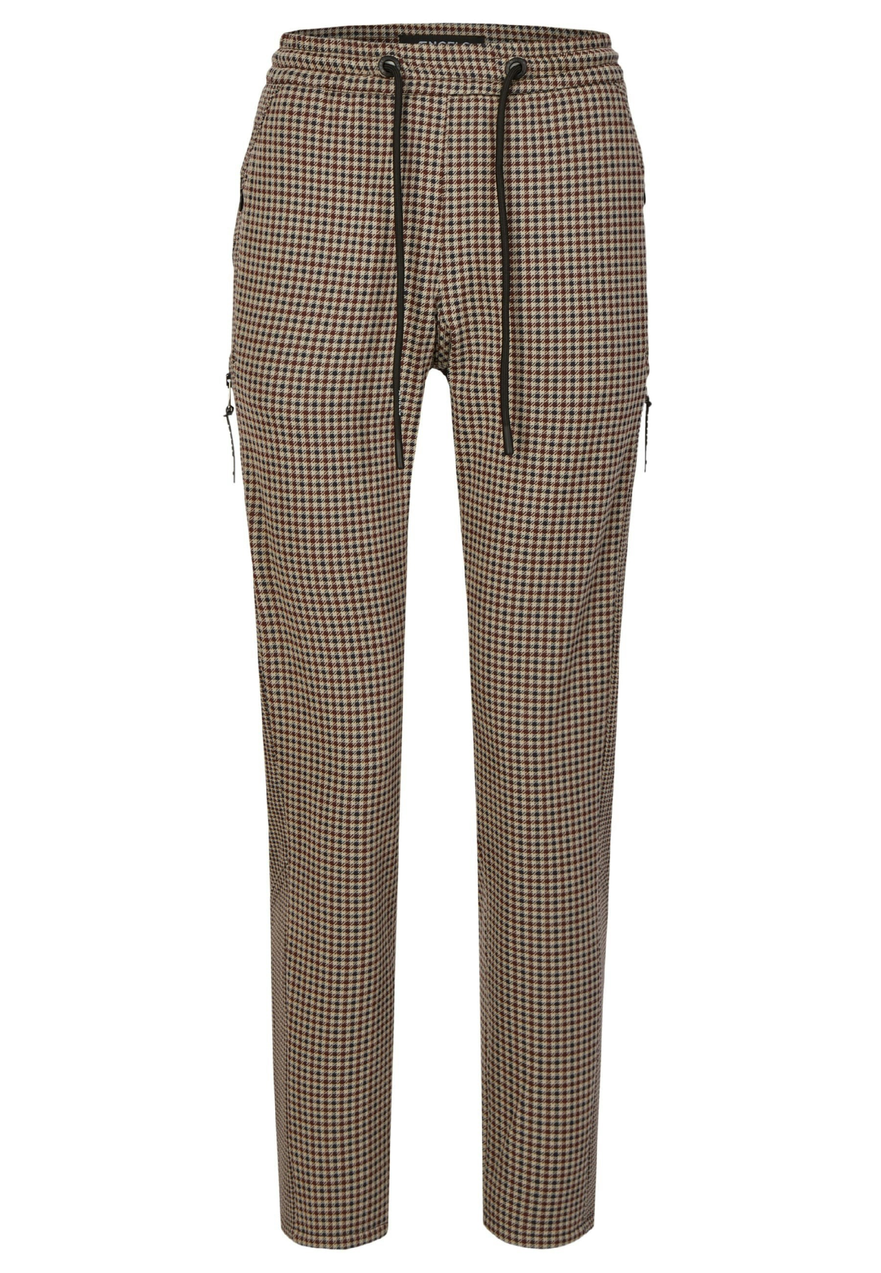 Fabric pants Louisa Crazy Zip with checked allover pattern