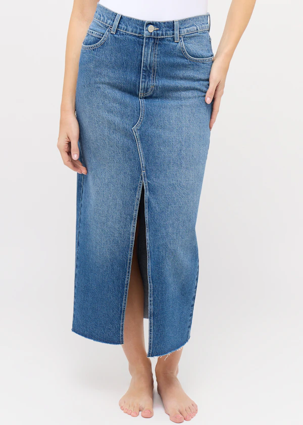 Midi Jeans-Rock mit Schlitz